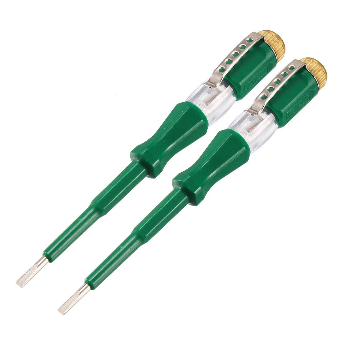2pc Voltage Tester Pen AC 100-500V 3mm Slotted Screwdriver Circuit Detector Gree