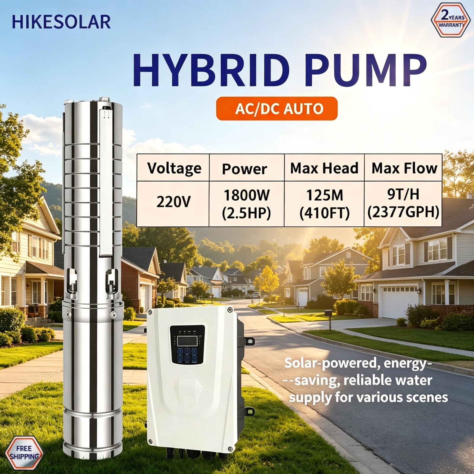 AC/DC Hybrid Solar Well Pump 4" BLDC SS304 Impelle for Agricultural Water Supply