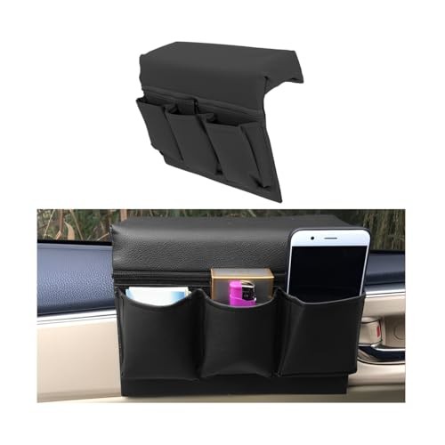 Black Leather Door Side Armrest Box for Car Window—Multifunctional Storage Box