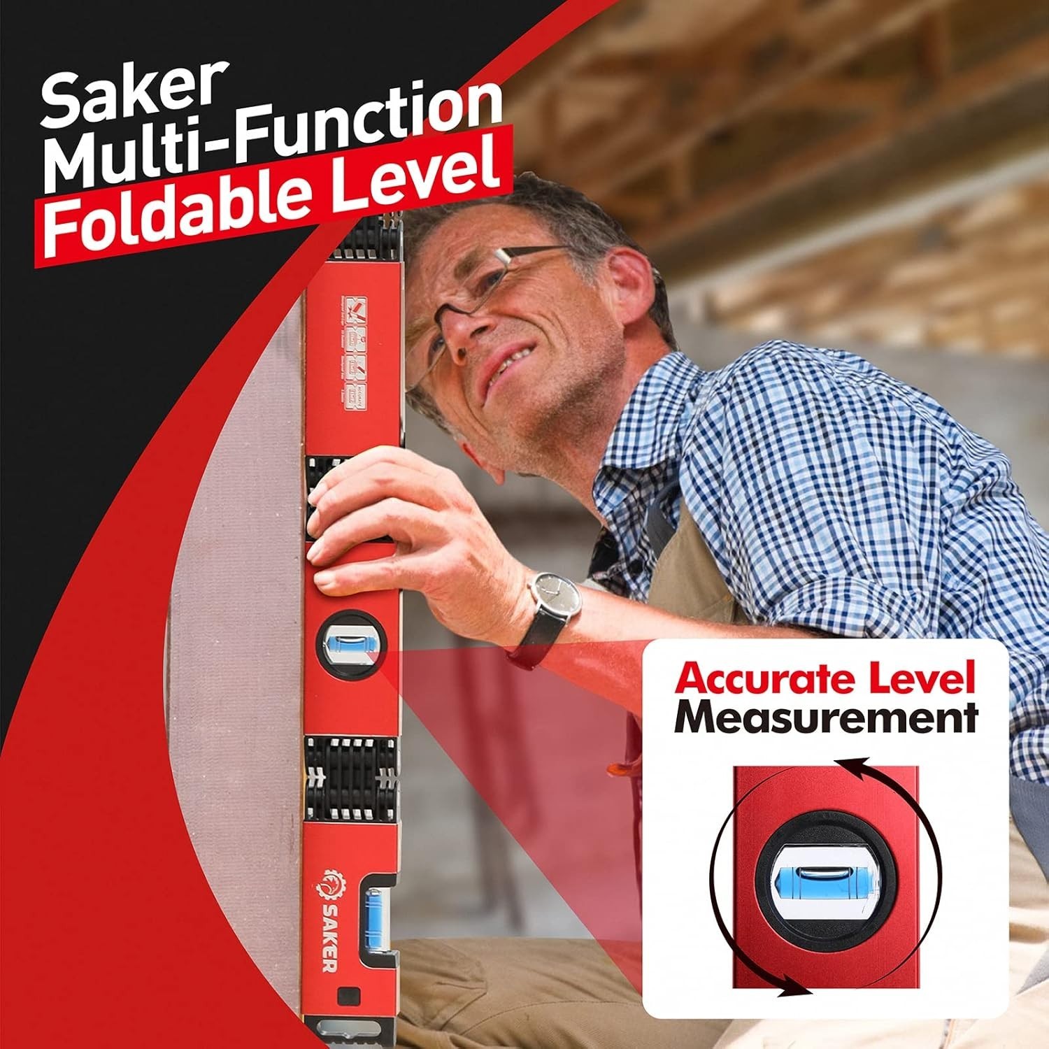 Multi-function Foldable Level, 28-Inch Level Tool,Father Day Gift for Him Her...