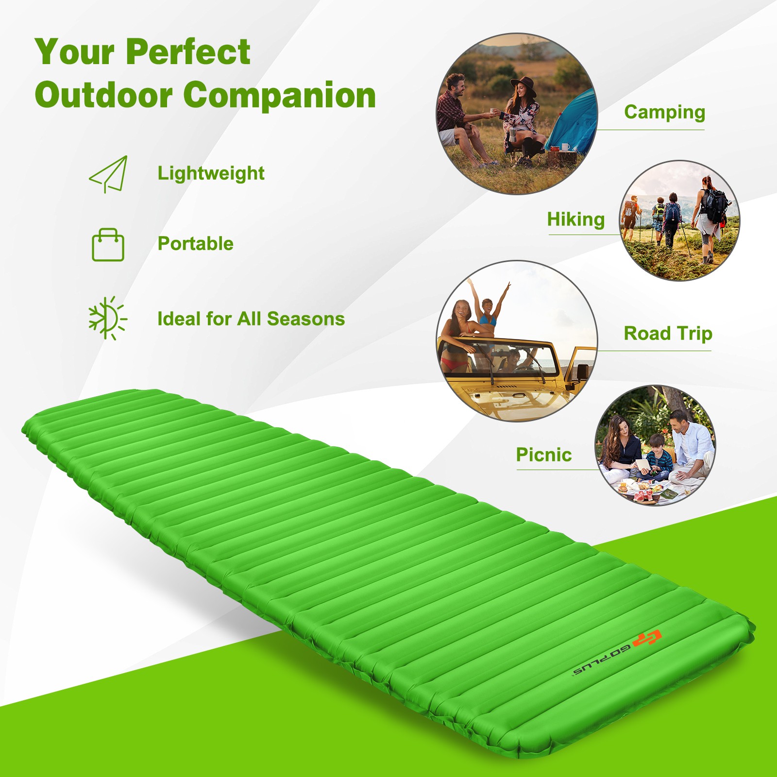 Inflatable 3 Inch Camping Sleeping Pad Waterproof & Comfortable Sleeping Mat