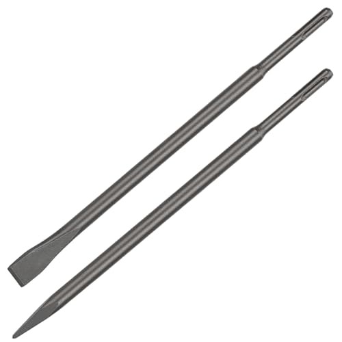 16" SDS Plus Chisel Set, 3/4" Flat Chisel and Point Chisel with Sds Plus Shank