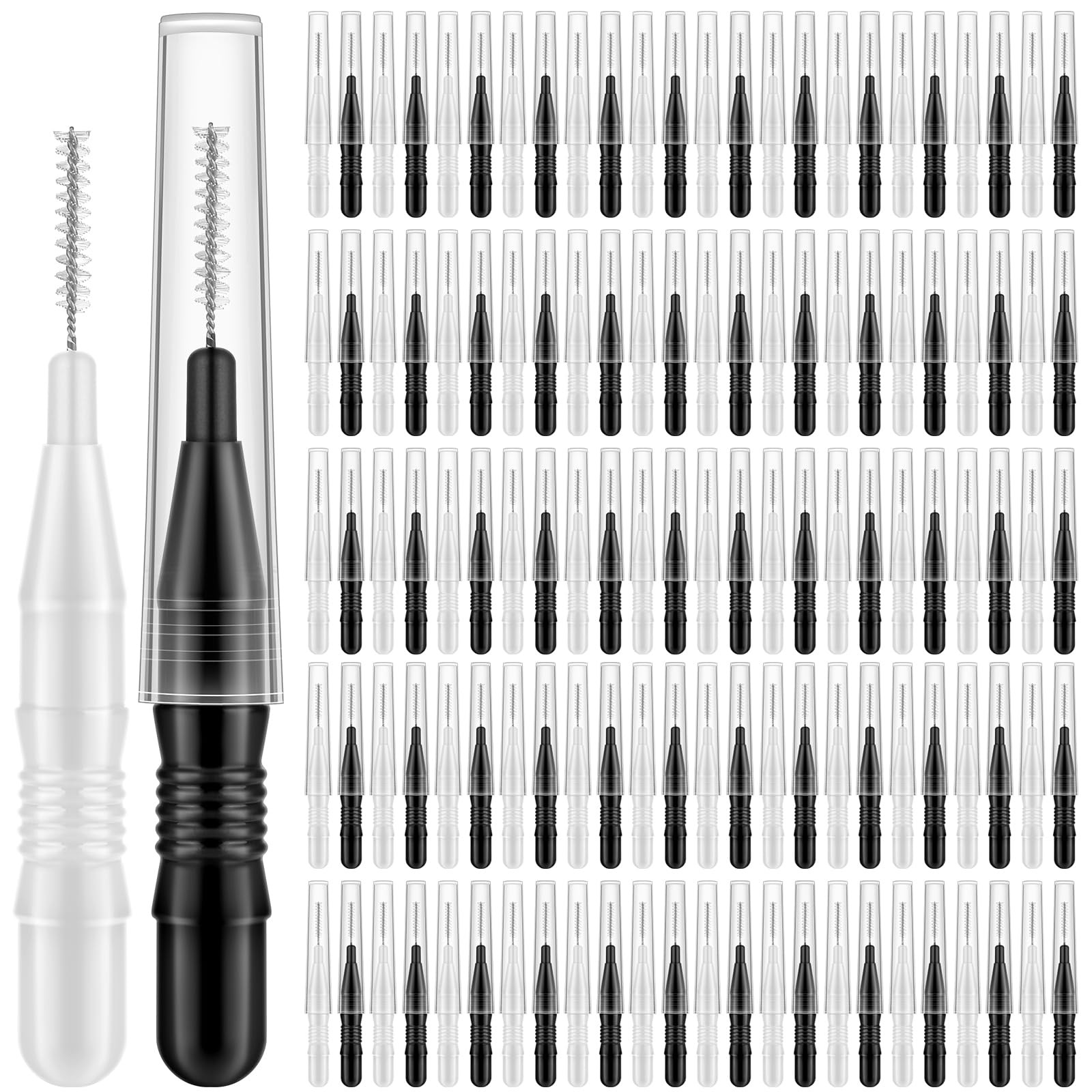 120 PCS Black White Eyebrow Brush Set Cap Brow Lamination Eyelash Extension
