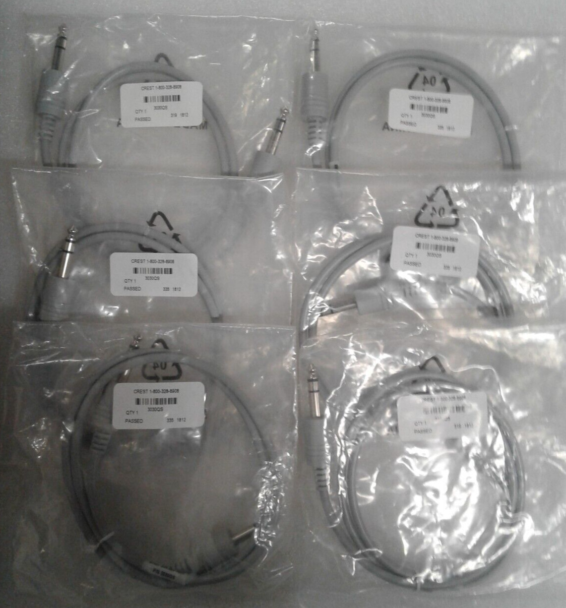Lot of 6 Crest 3030QS Healthcare Supply Hardwired Jumper Cable - Factory Sealed