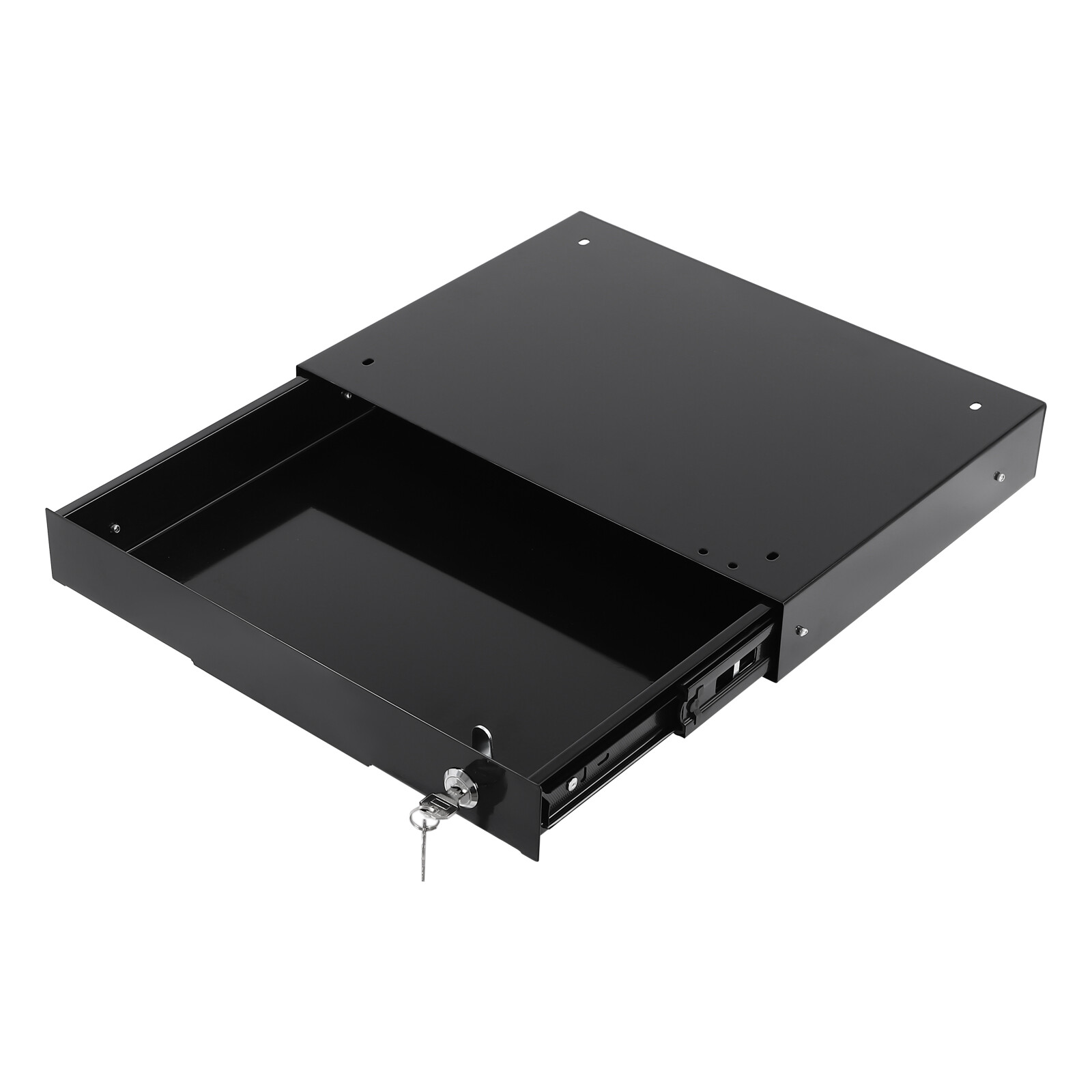 Under Desk Mounted Drawer Storage Sliding Out Tray Black Space Saver With Keys