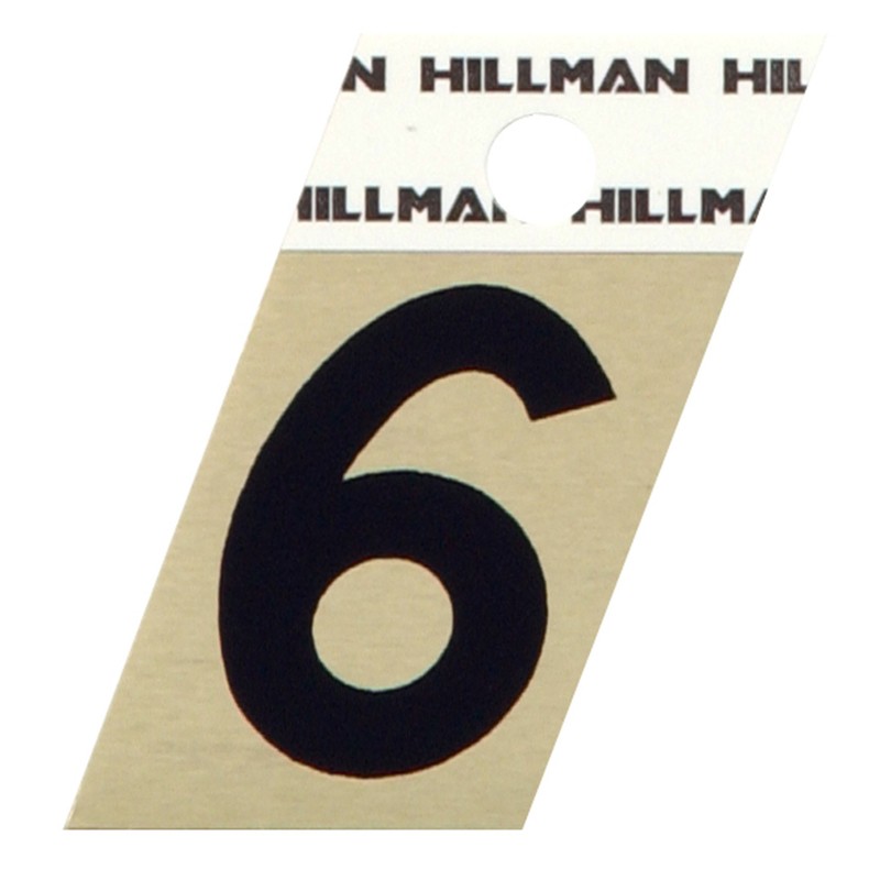 Hillman 1.5 " Reflective Black Aluminum Self-Adhesive Number 6 1 pc (6-Pack)