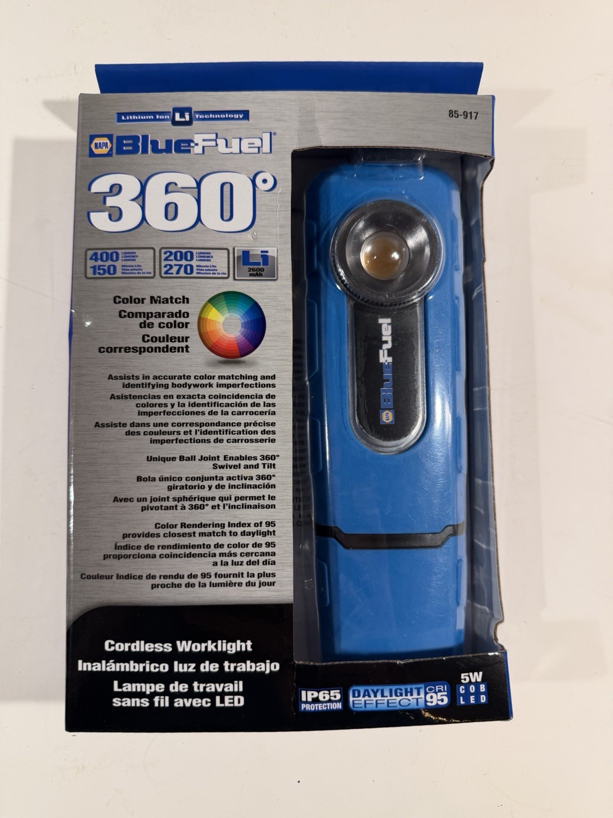 NAPA Blue-Fuel 85-917 360° Cordless LED Work Light 400 Lumen Sealed
