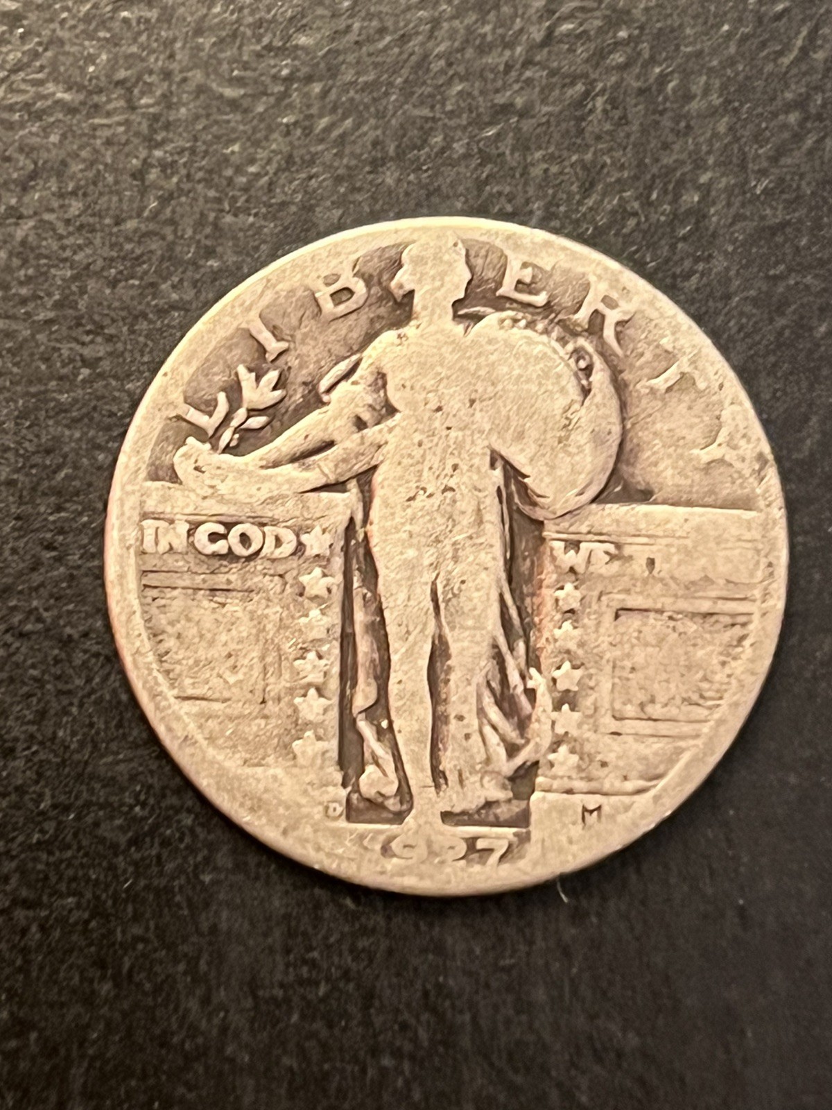 1927-D Standing Liberty Quarter - 90% silver- semi key date