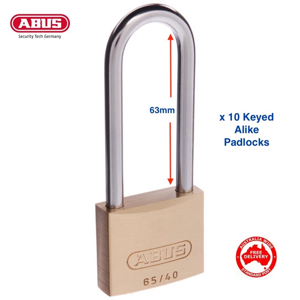 ABUS Keyed Alike Padlocks-x 10 Abus Padlock-Free Postage! -6540HB63