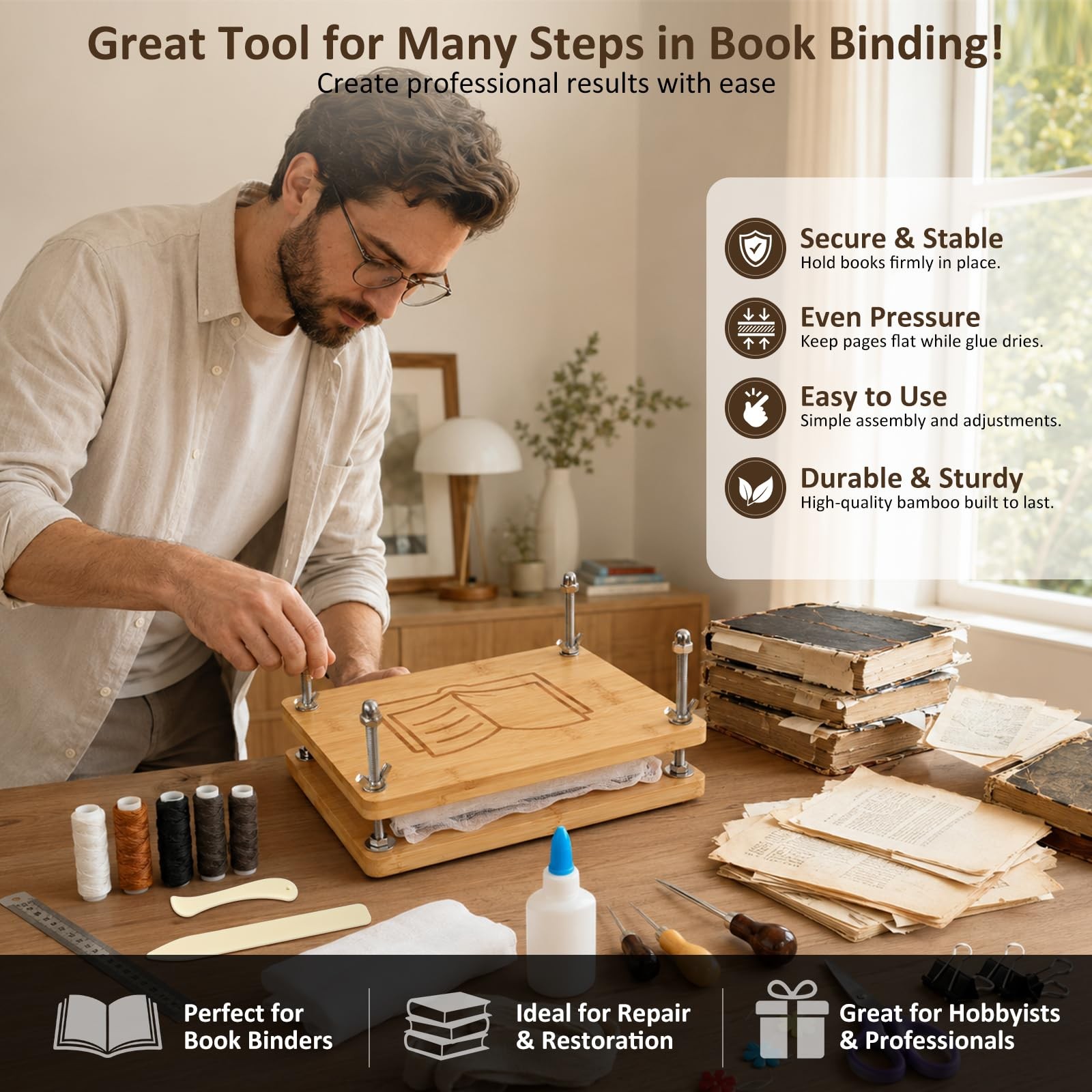 Book Binding Kit With Press 7.9 x 11.6 Inch Starter Tools Craft Supply