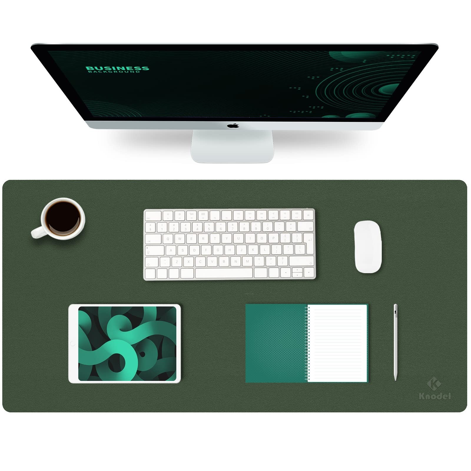 K KNODEL Large Office Desk Mat, Leather Mouse Pad (31.5"x15.7", Dark Green) |...