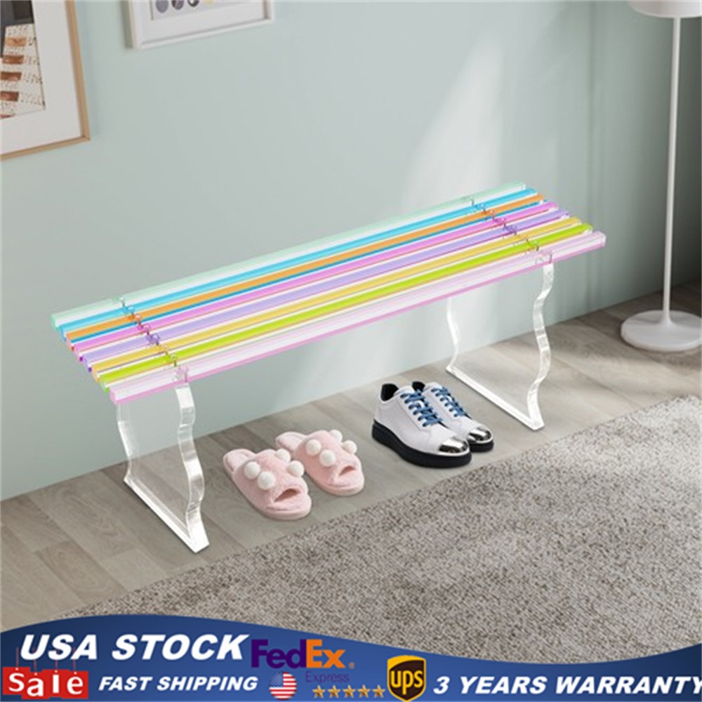 Acrylic Entryway Shoe Bench, Bench In Rainbow Color, Furniture Seat 35.4" L