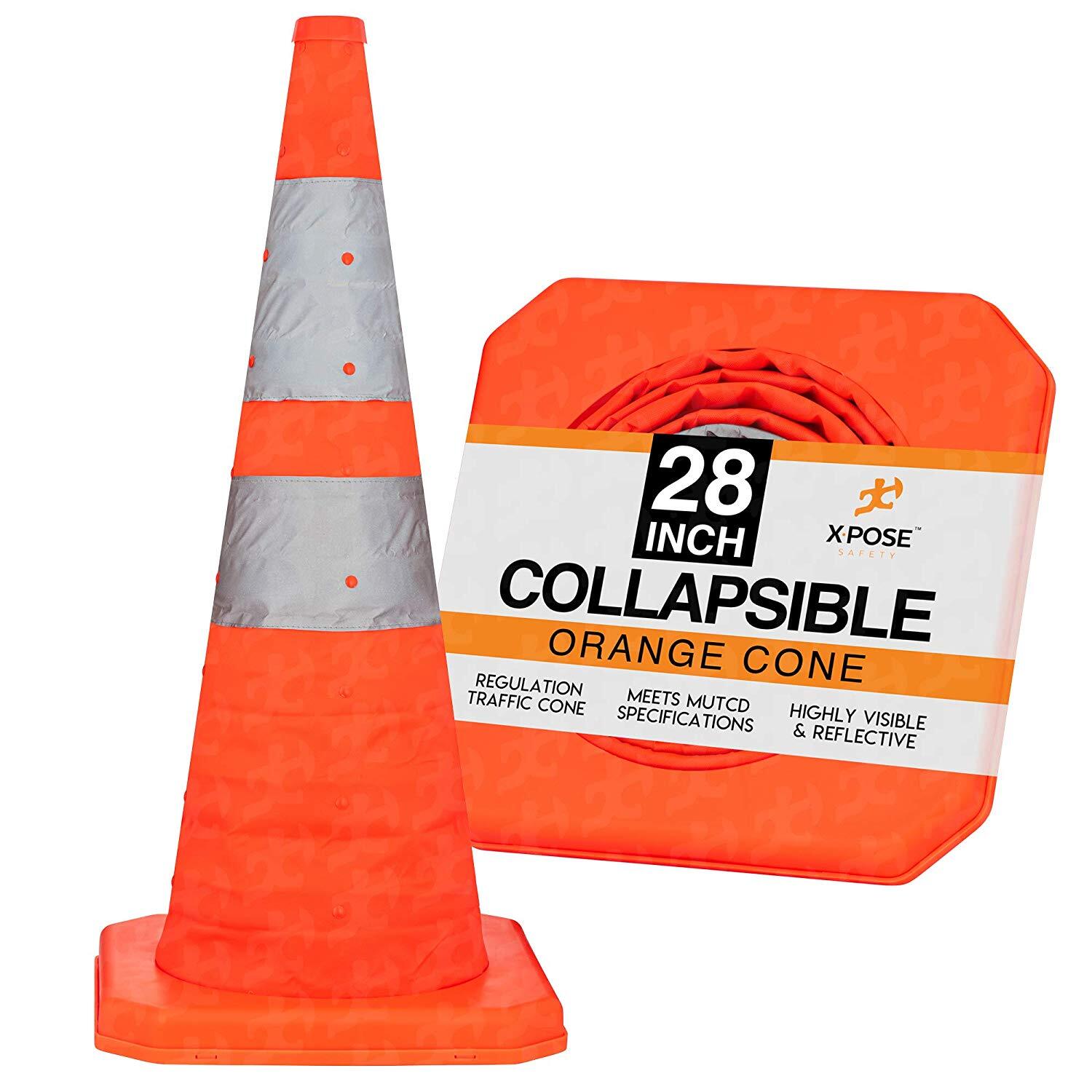 28" Collapsible Traffic Cones Pop Up Reflective Parking Emergency Safety Cone