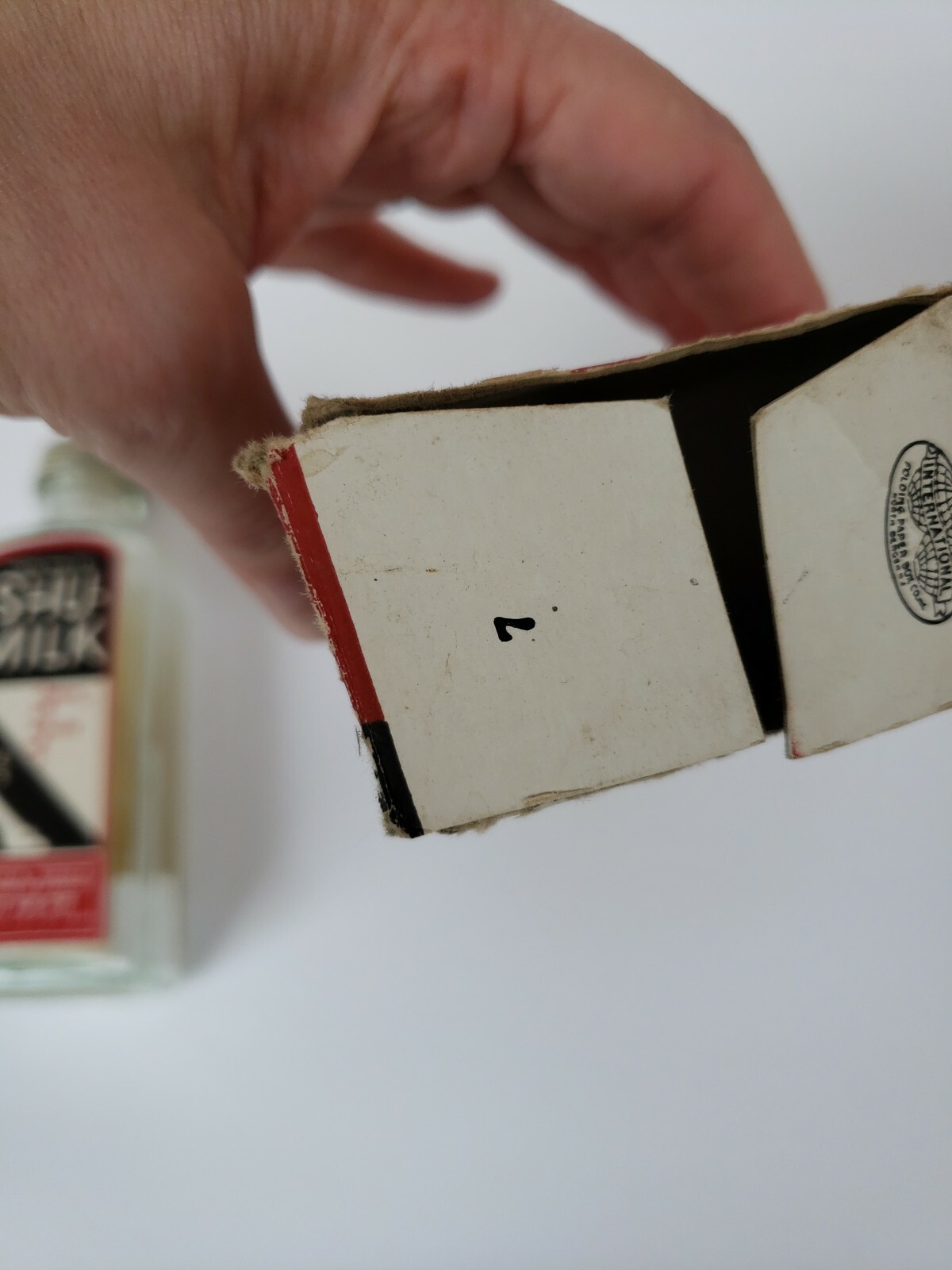 Vintage Snow White Shu-Milk Bottle and Box Shoe Cleaner New Jersey Glass Bottle