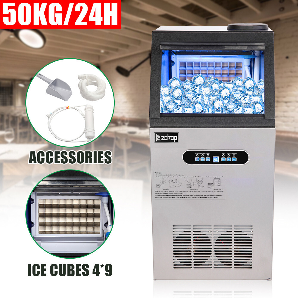 110lbs/24h Commercial Built-in Ice Maker Machine Display Ice Cube Machine 110V