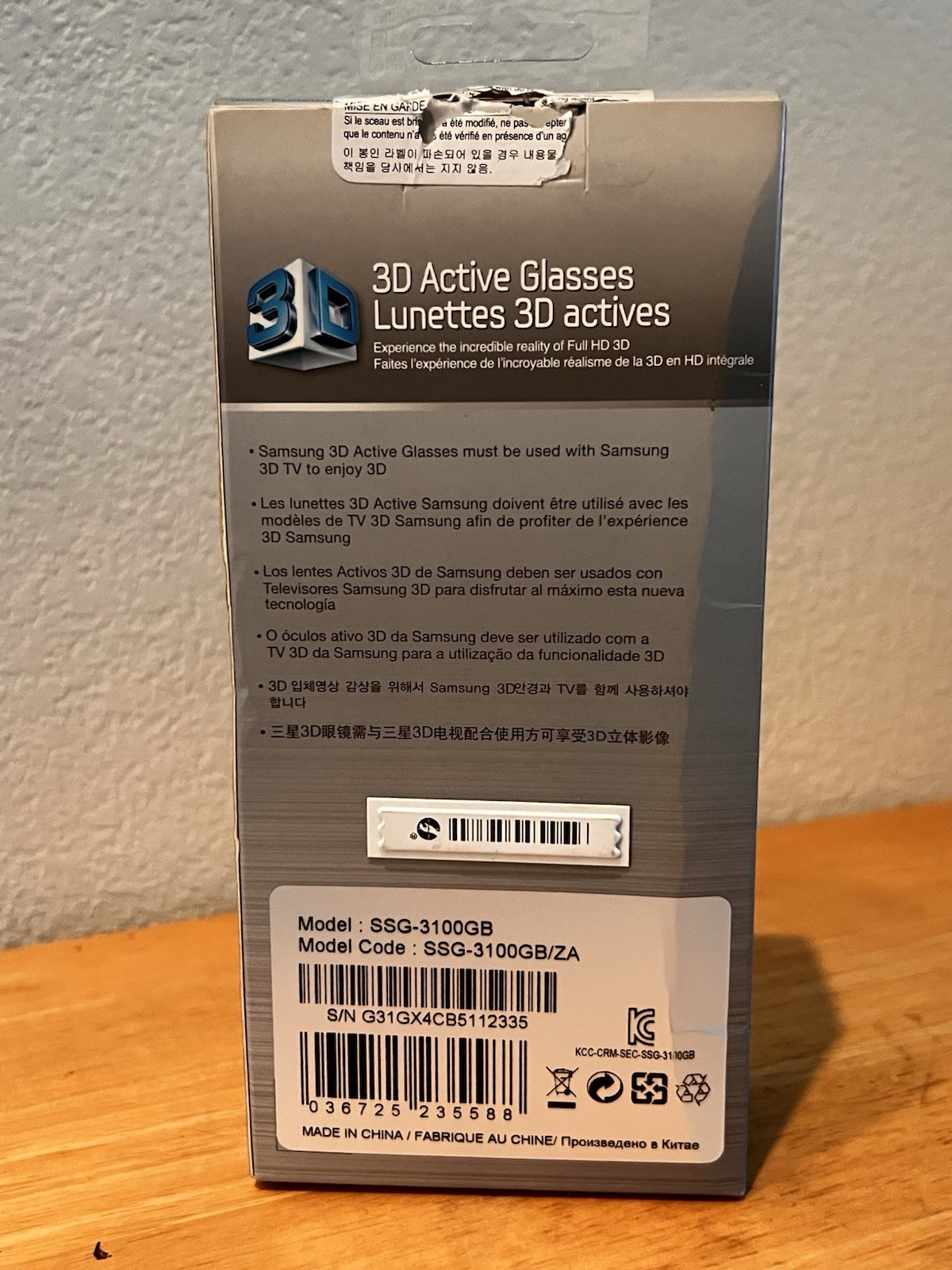 Samsung 3D Active Glasses SSG-4100GB. Accessory For Samsung Smart TV.