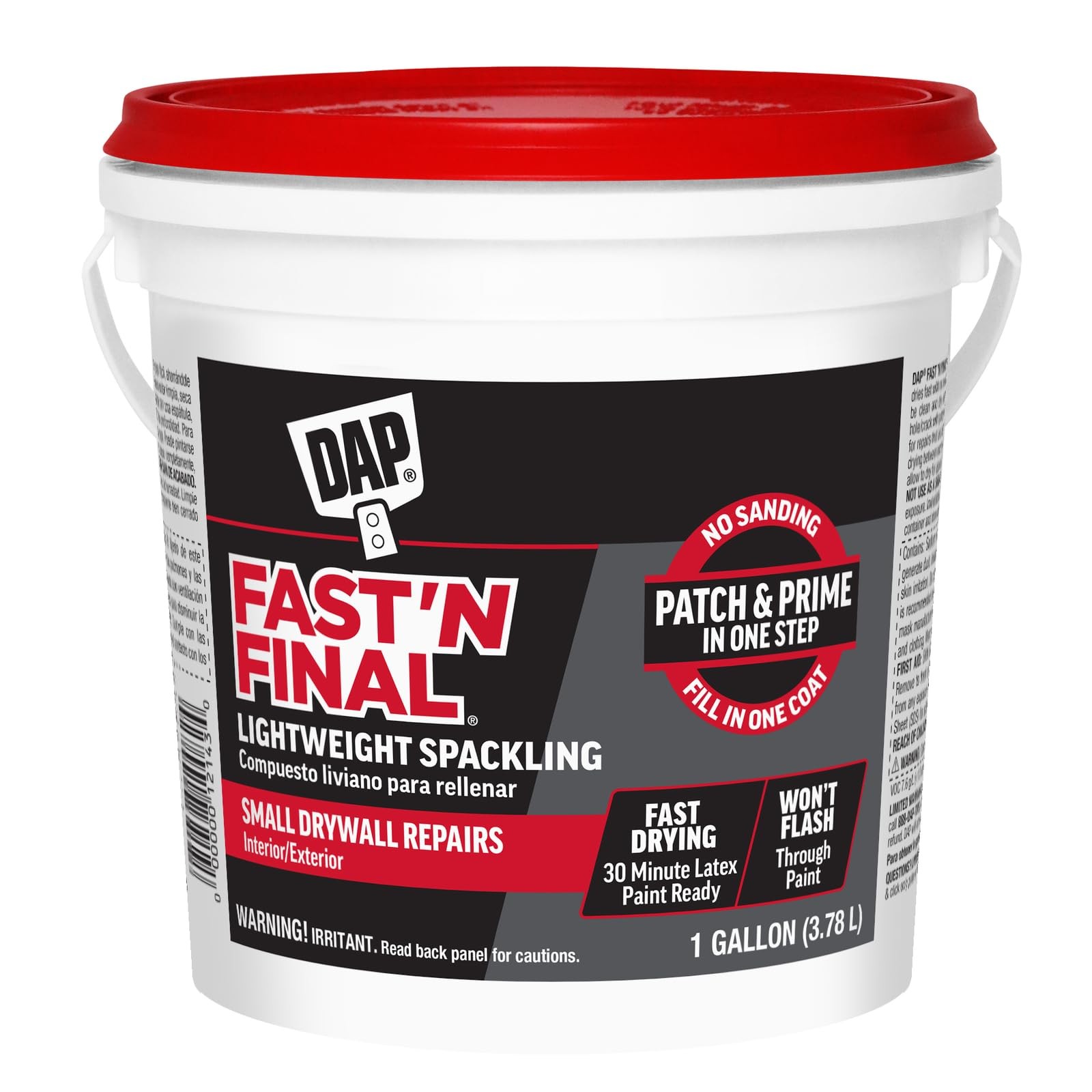 DAP Fast'N Final Lightweight Spackling, 1 gal, White 1 Gallon,