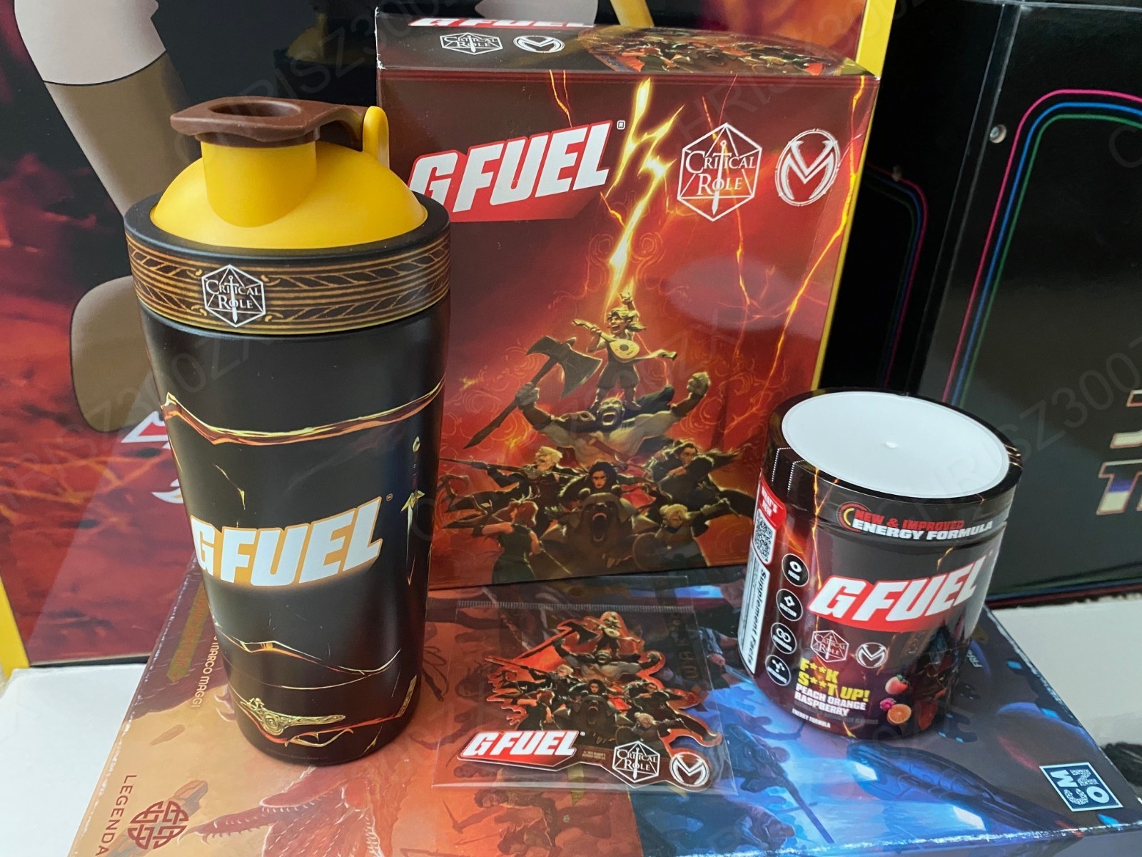 GFUEL Vox Machina Critical Role Collector's DENTED BOX + Metal Shaker Tub G FUEL