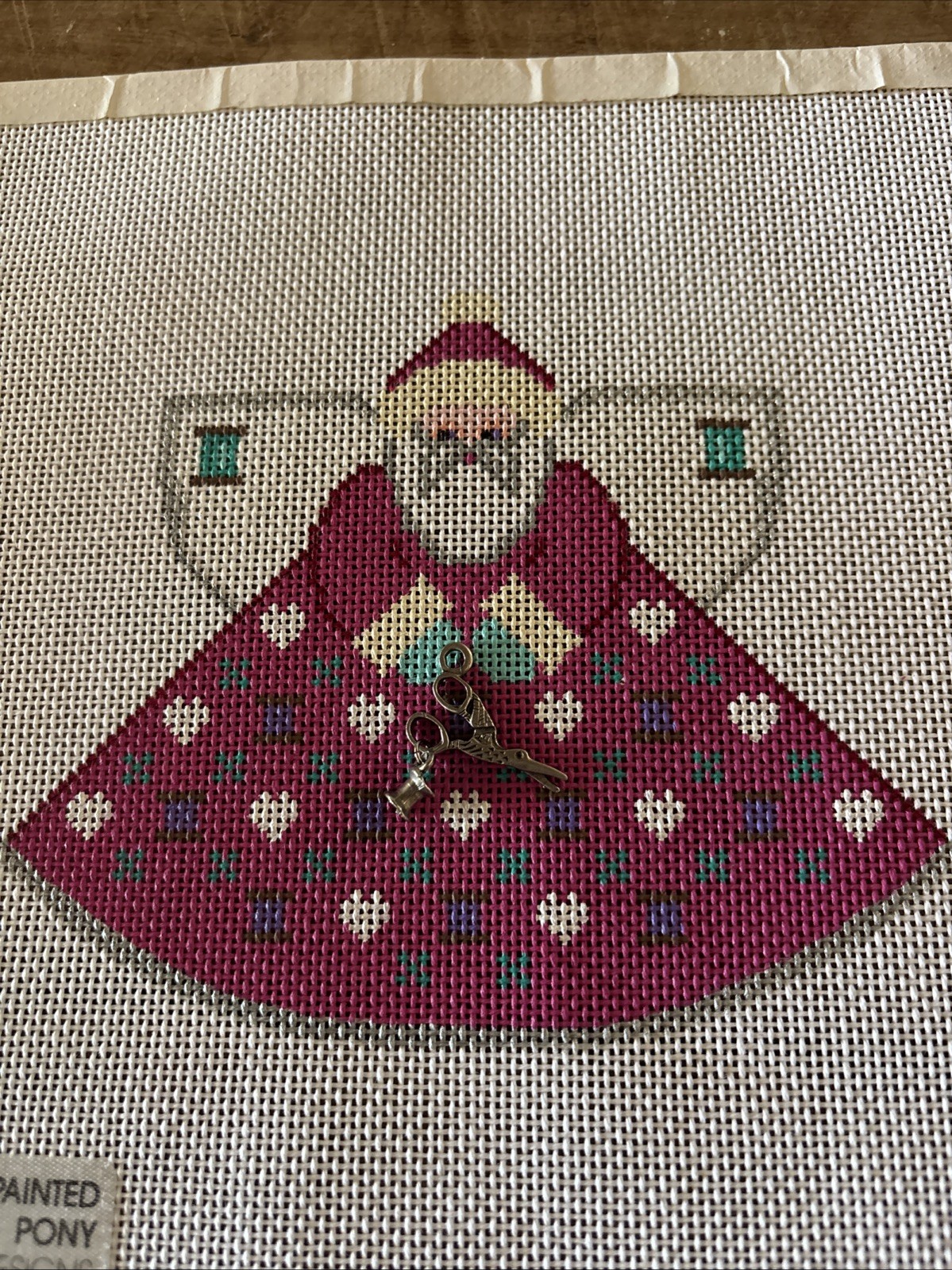 HANDPAINTED NEEDLEPOINT - Santa Angel  by Painted Pony 905A