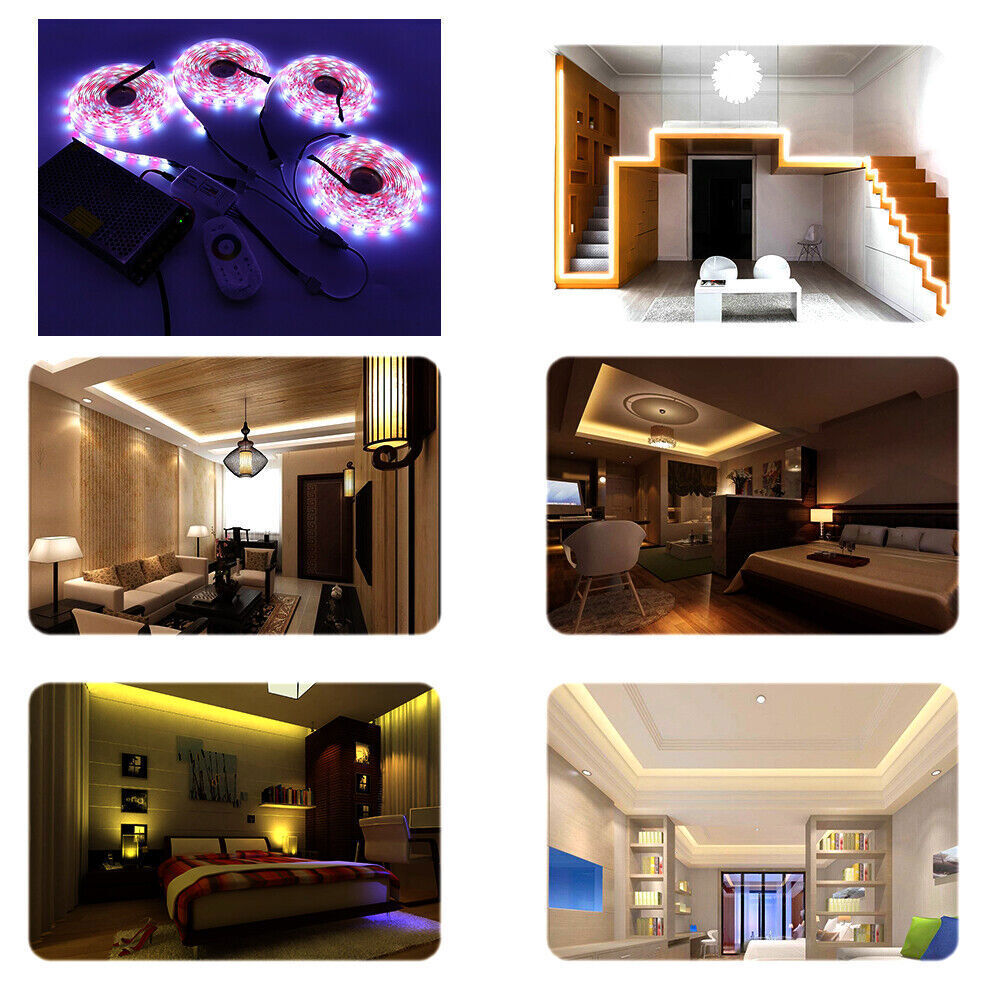 5-20M 5050 RGB RGBW RGBWW LED Strip Light Flexible Tape Controller Power Adapter