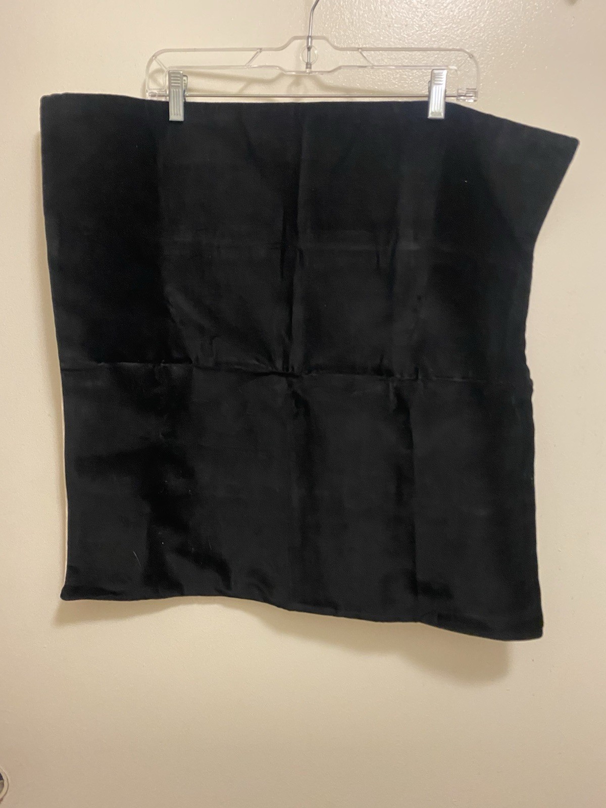 22” Square Black Velour Pillow Cover Sham Cream Canvas Zipper Back Zippered