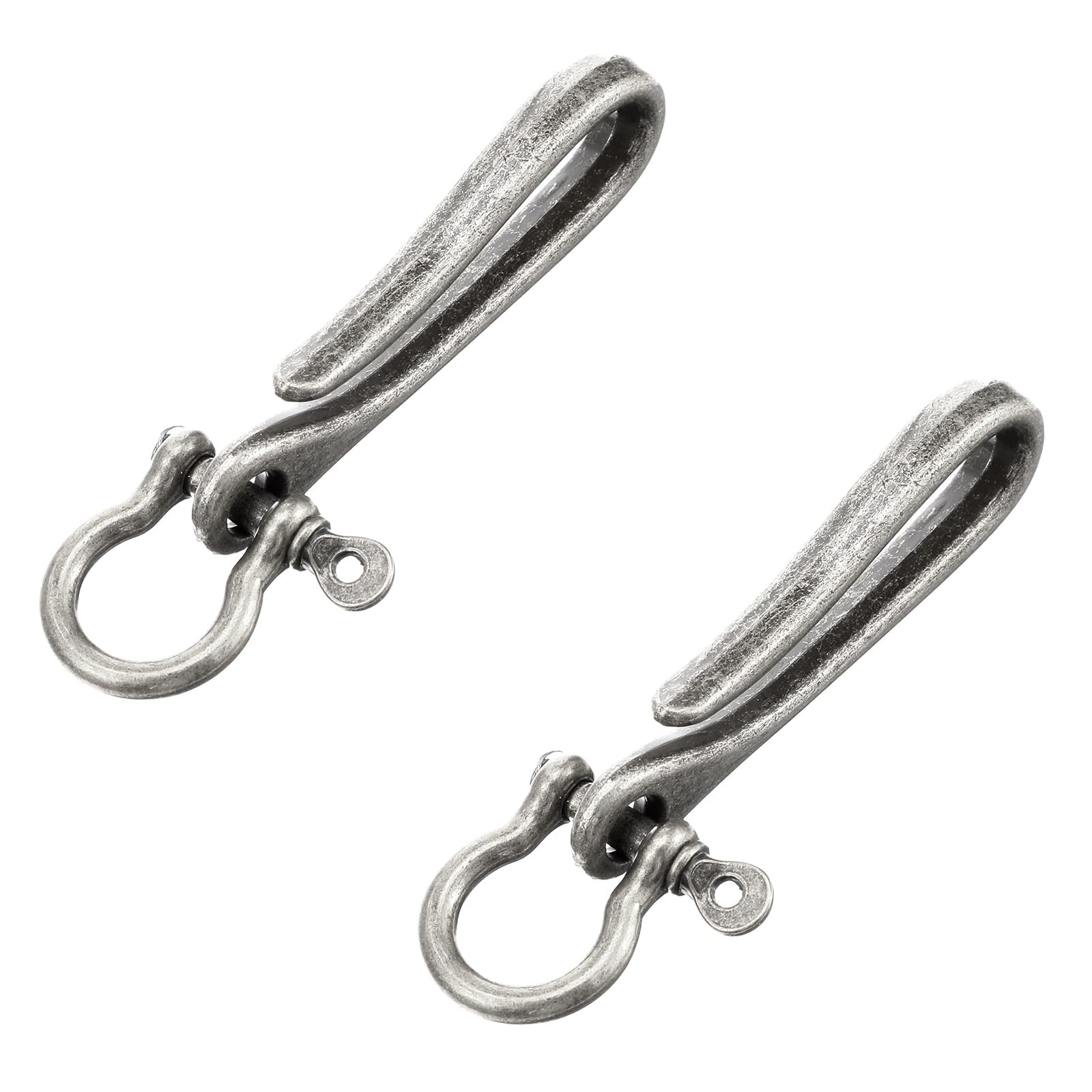 2 Pack Fish Hook Key Chains U Shape Key Ring with Shackle Pocket Clip Fish Hook