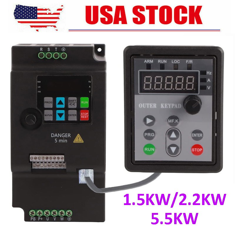 220V 1.5KW 2.2KW VFD Variable Frequency Drive Inverter Converter USA