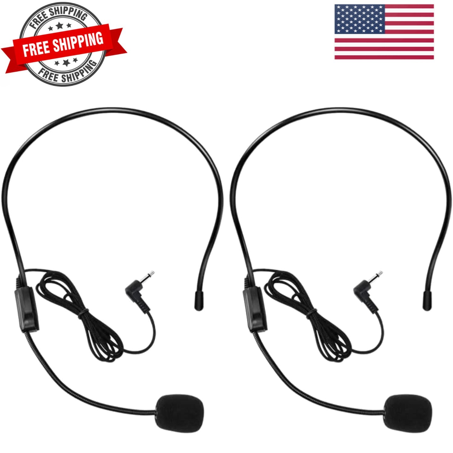 2Pcs Microphone Headset Mic, Flexible Wired Boom for Voice Amplifier, 3.5mm C...