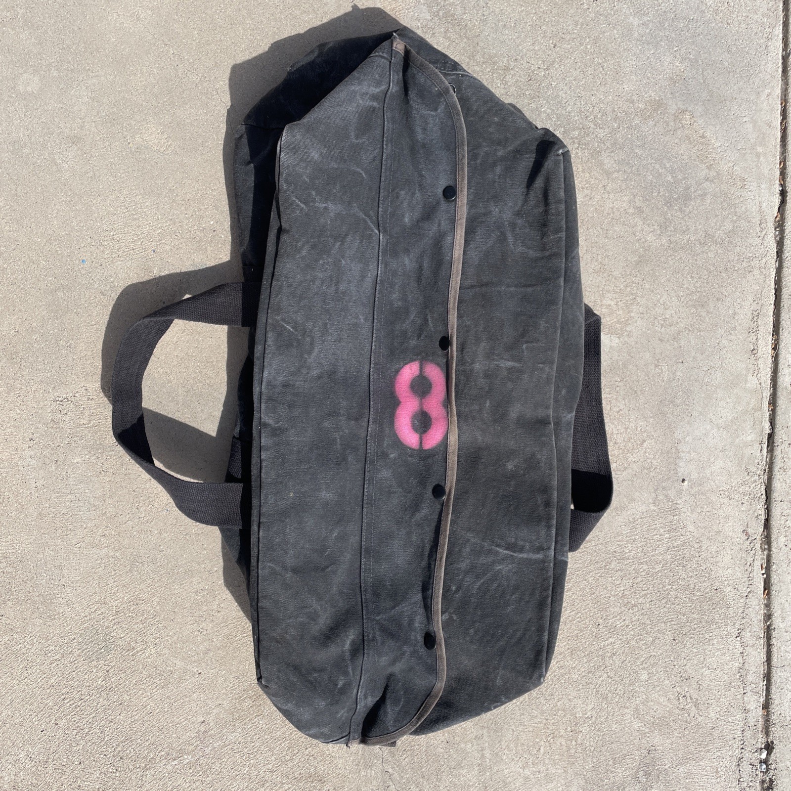 Vintage Style Faded Black Cotton Canvas Bag Military Barracks BROKEN Zipper