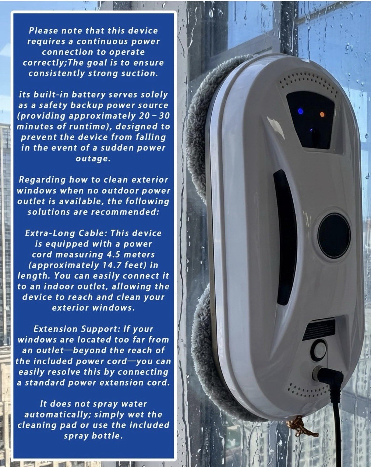 Automatic Window Cleaning Robot Smart Glass Cleaner with Remote Control
