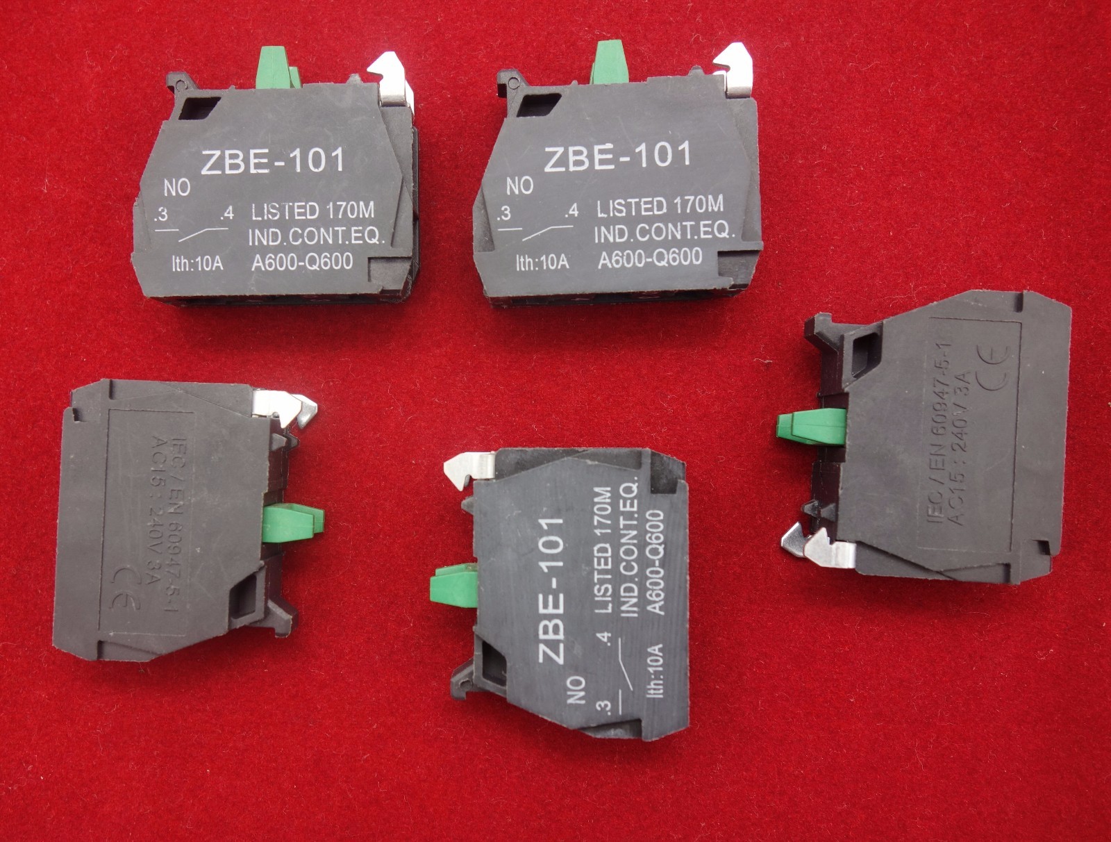 20PCS ZBE-101 NO Normal Open CONTACT BLOCK Green FITS XB4 XB5 Series Products