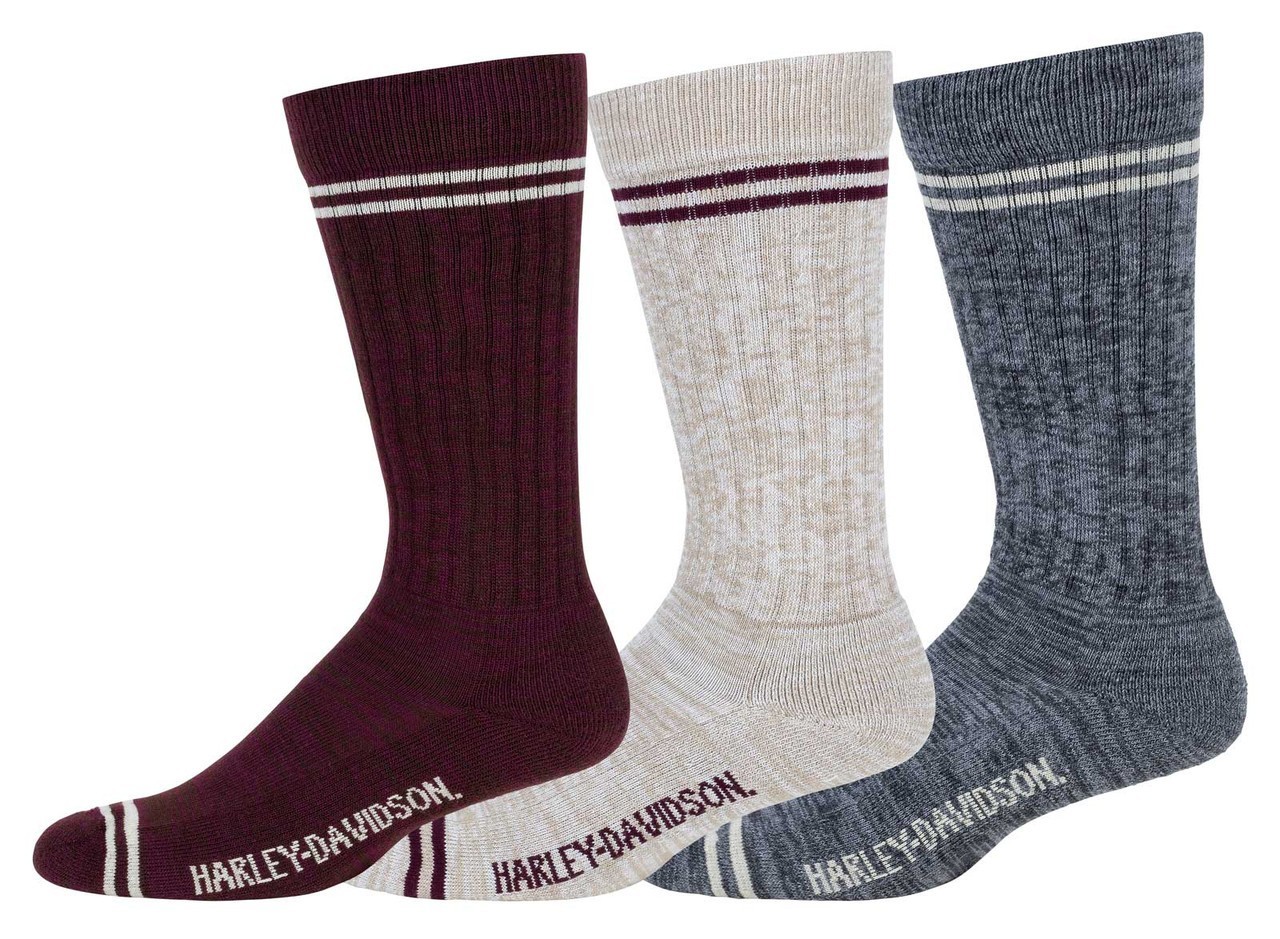 Harley-Davidson® Women's 3-Pack Striped Random Moisture Wicking Riding Socks