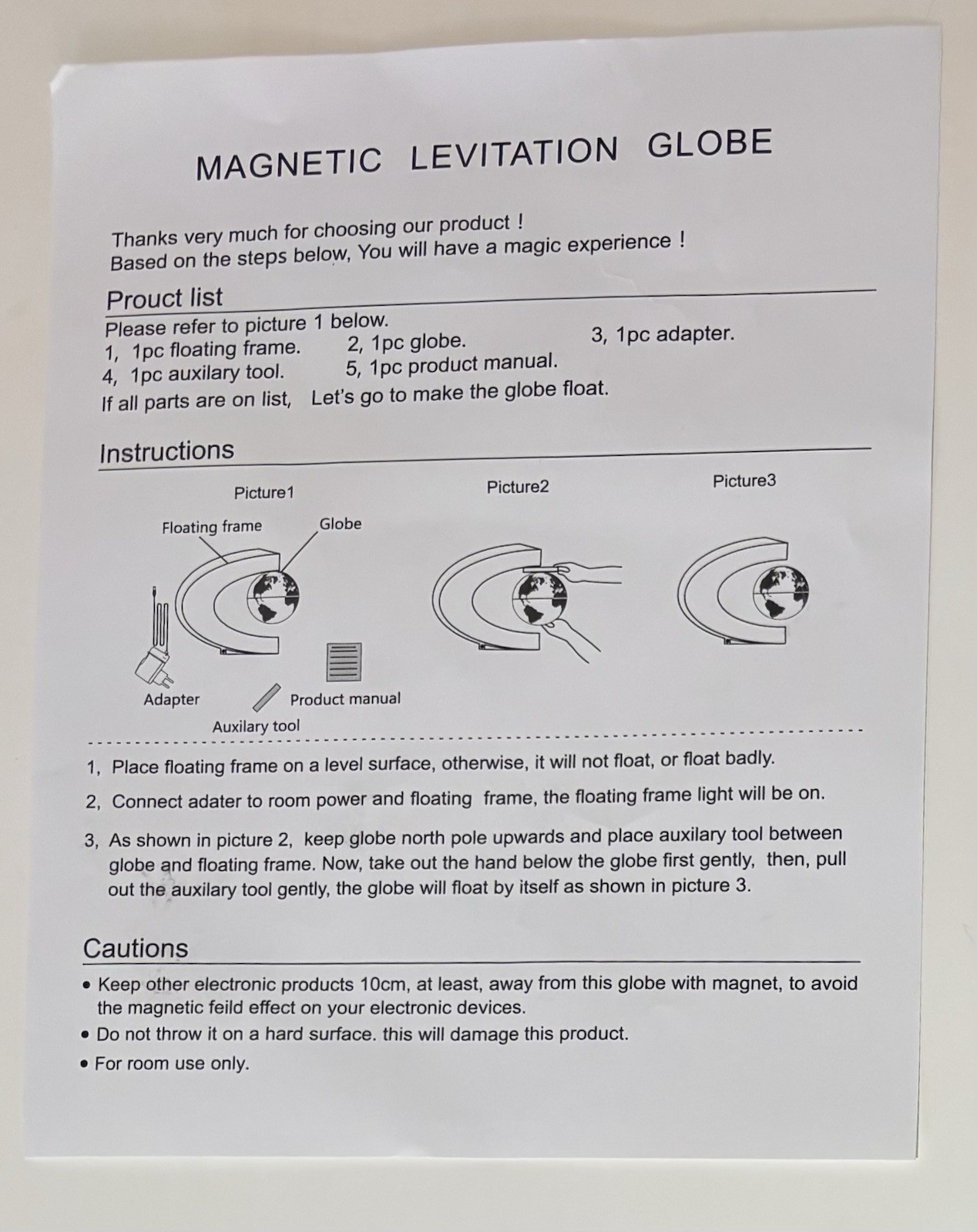 Magnetic Levitating Floating Globe with LED Lights, Cool Gadgets C Frame Globe L