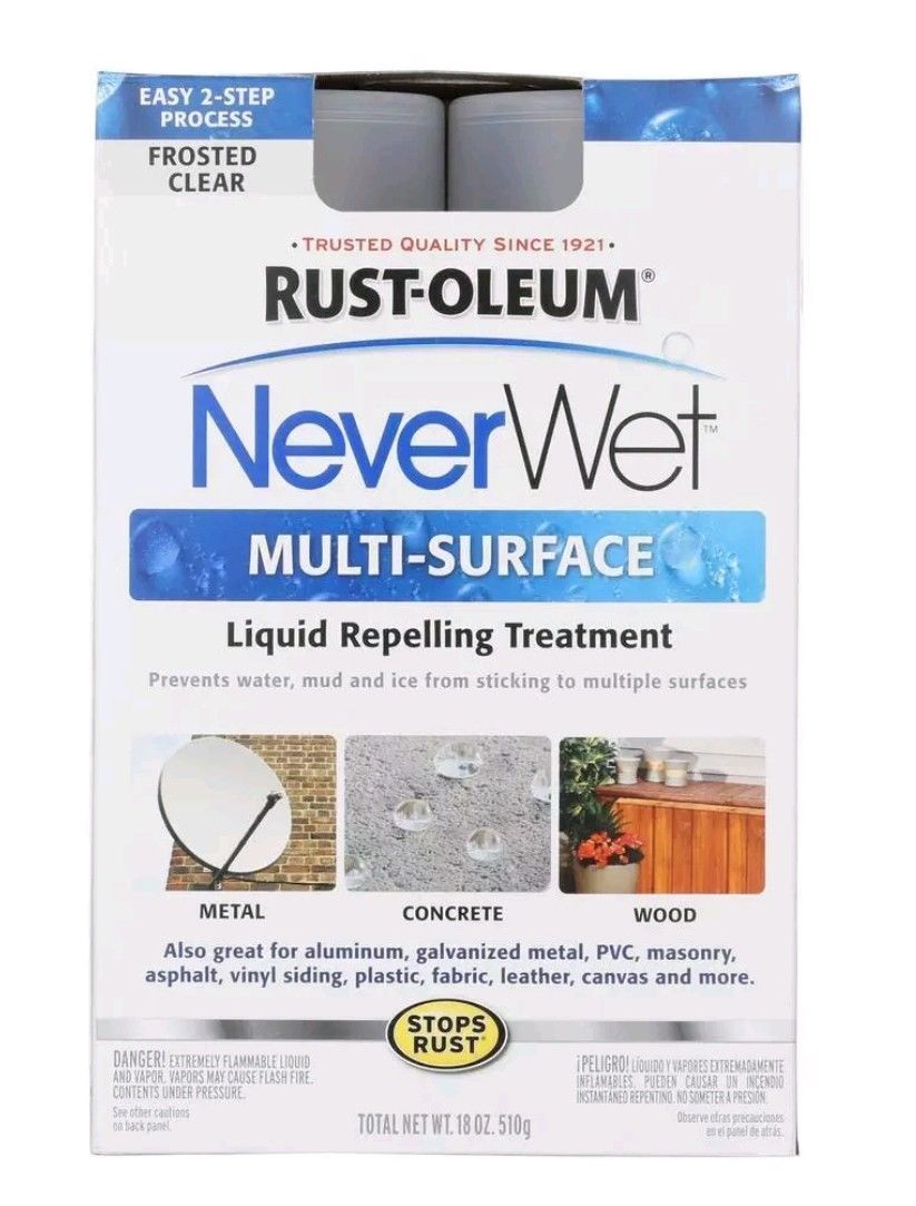 RUSTOLEUM NEVER WET MULTI-SURFACE KIT 2- 9 oz Cans/ 18 oz CLEAR/GRAY/WHITE