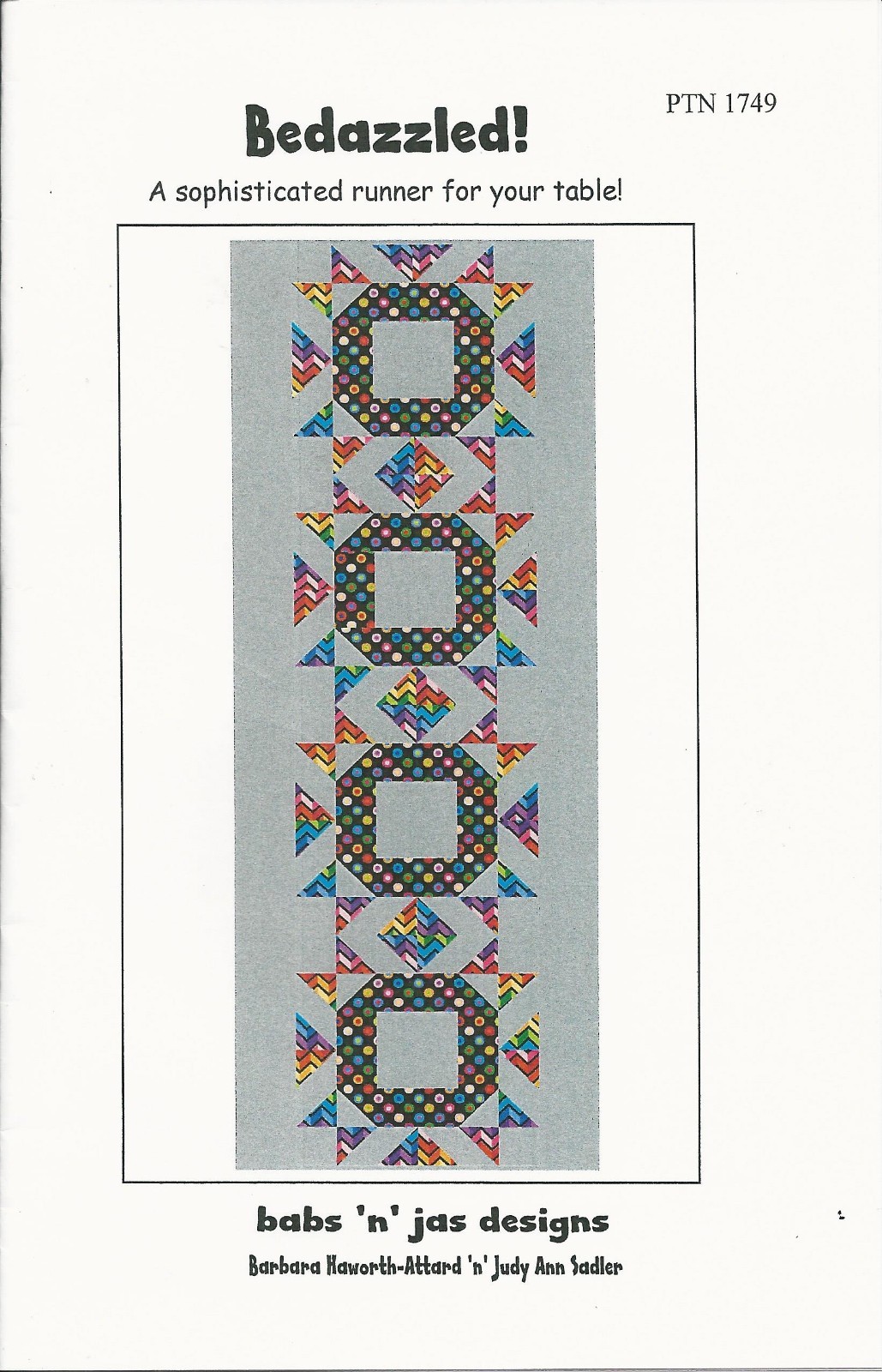 Bedazzled by babs 'n' jas designs  PTN 1749 a TABLE RUNNER Pattern NEW