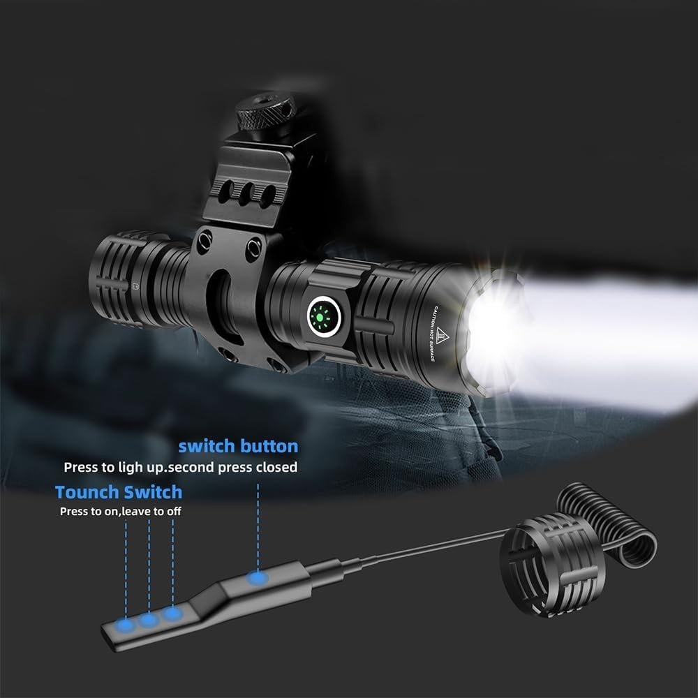 haixnfire Tactical Flashlight Type-C USB Rechargeable 6000 lumens Zoomable LED W