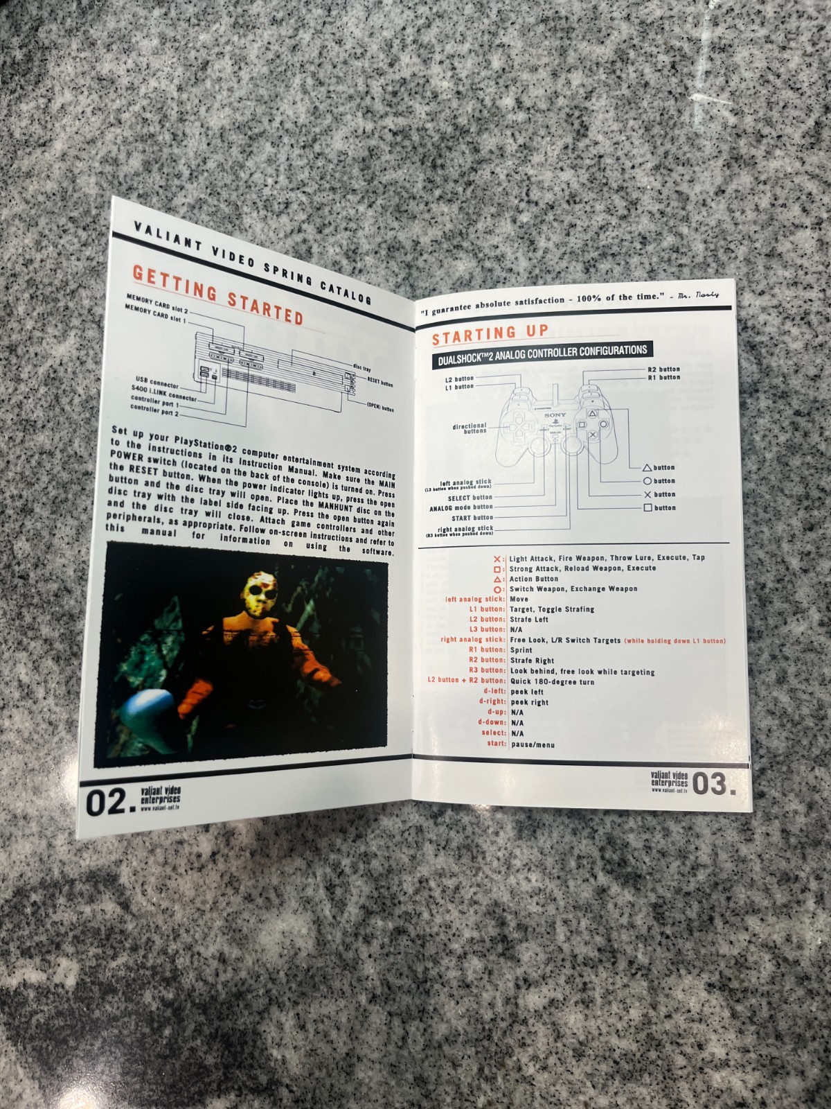 Replacement Manual for Manhunt - Sony PS2 Instruction Booklet