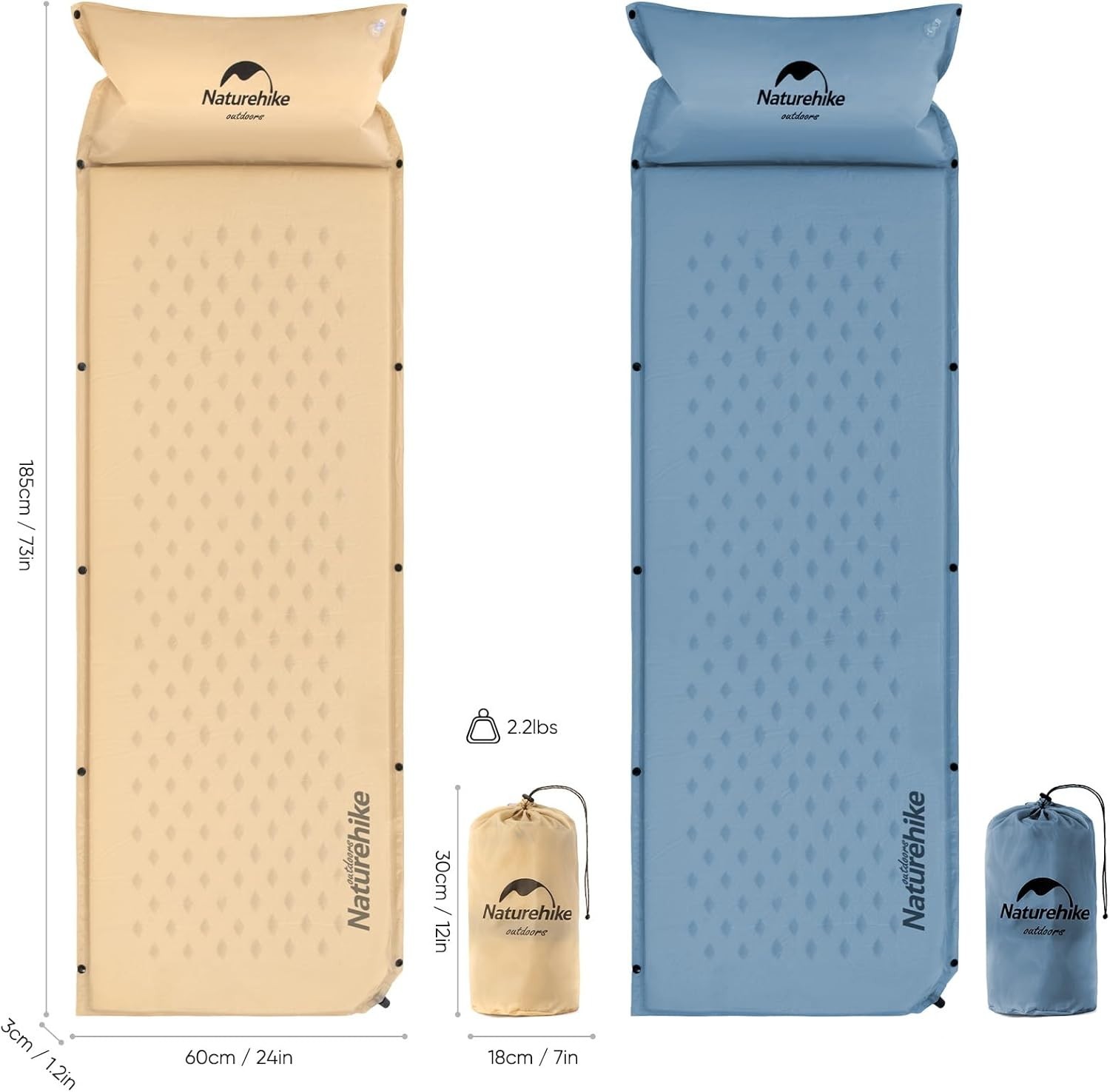 Self-Inflating Sleeping Pad, Ultralight Memory Foam Camping Pad with Pillow, ...
