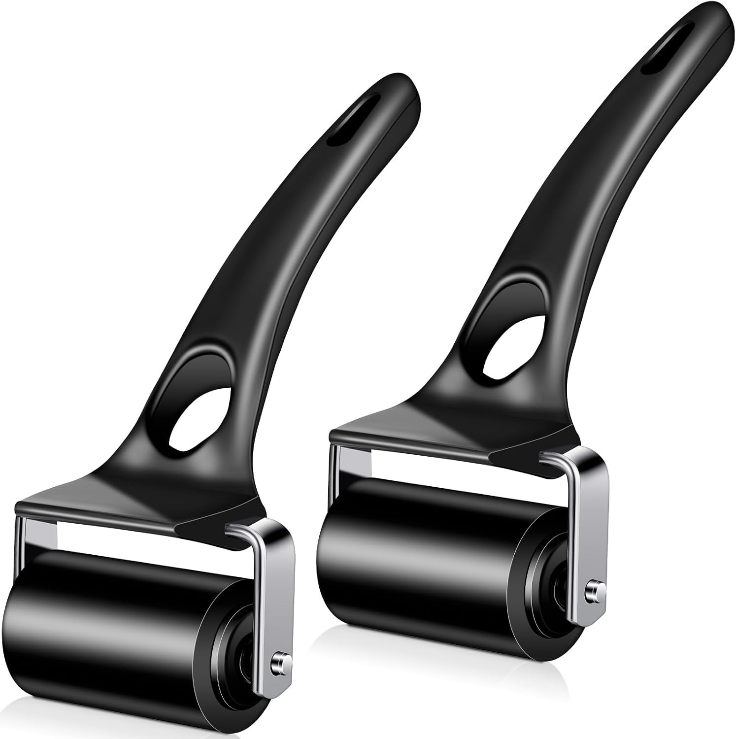 2 Pcs 2 Inch Rubber Brayer Rollers, Hard Rubber Rollers Tool for Printmaking,  A
