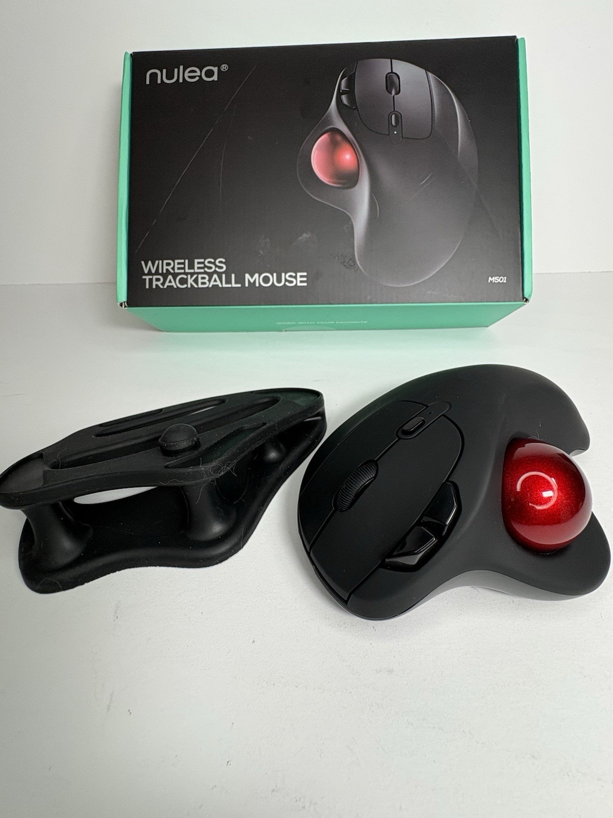 Nulea M501 Wireless Optical Trackball Mouse 5-Button 1600 DPI Black/Red