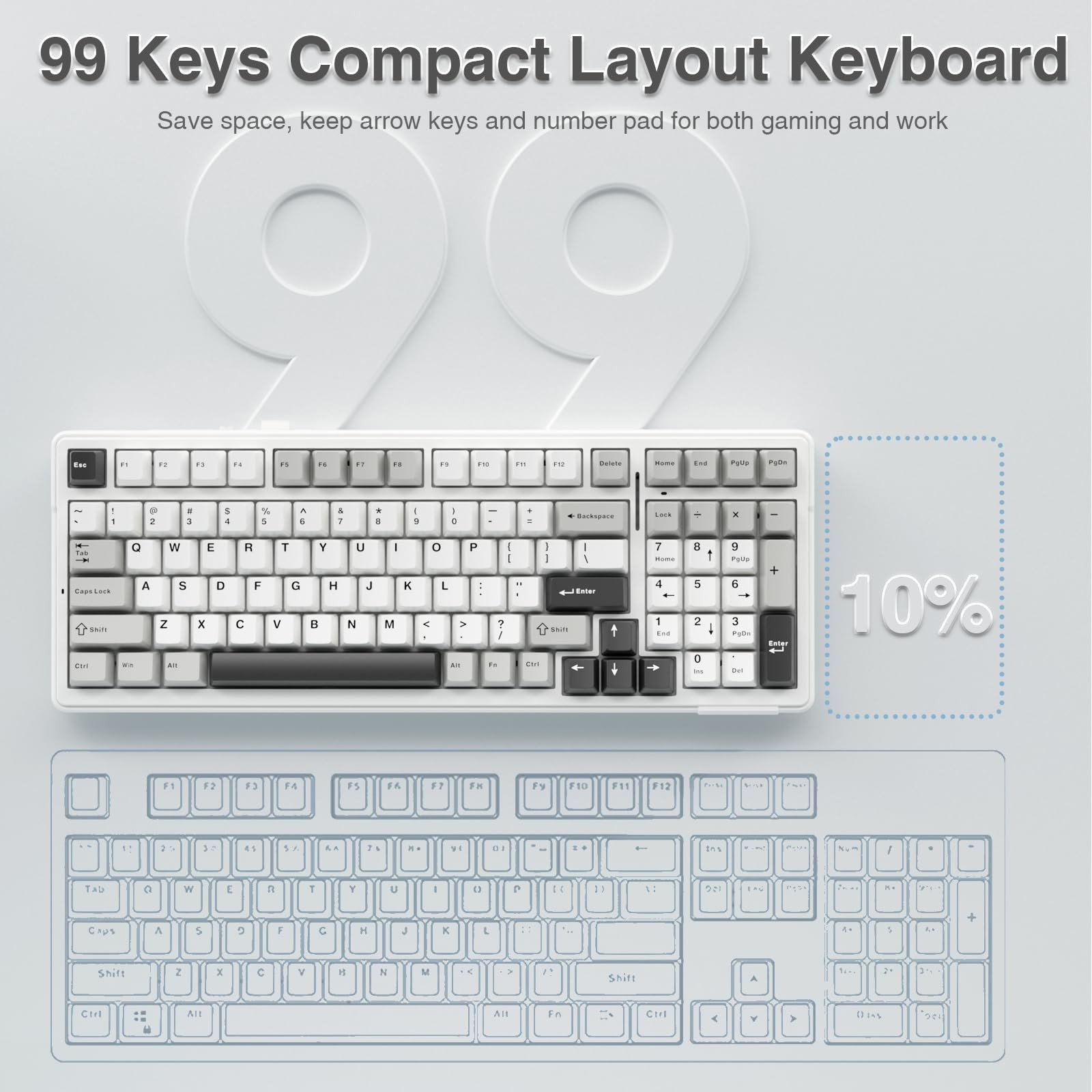 Aula F99 Wireless Mechanical Keyboardtri-Mode Bt5.0/2.4Ghz/Usb-C Hot Swappable