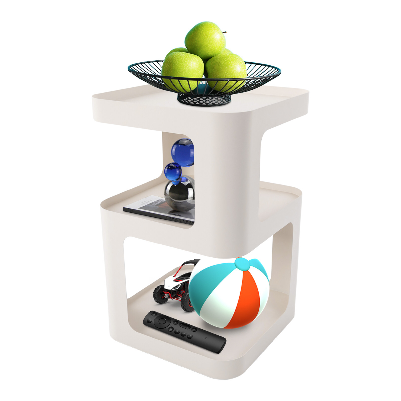 3 Tier Side Table Modern Coffee Table Sofa Bedside Table Storage Organizer White