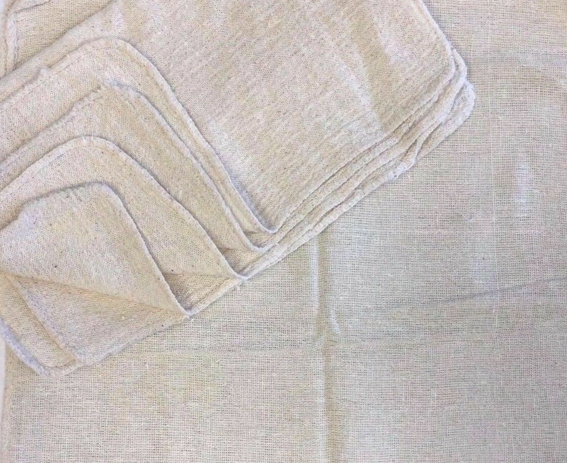 1000 PIECES INDUSTRIAL SHOP RAGS / CLEANING TOWELS NATURAL 18"X18"
