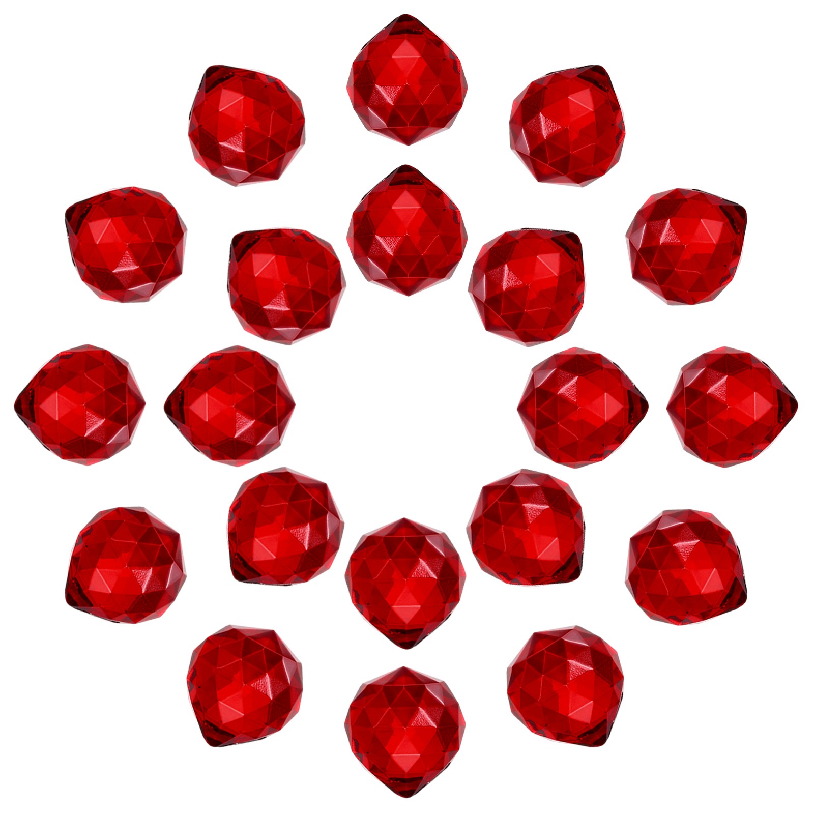 20Pcs Crystal Ball Prism 20mm/0.8" Decorative Ball Suncatcher Beads Red