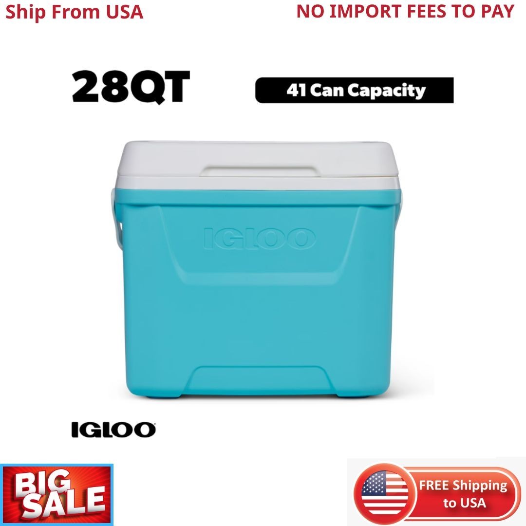 Igloo 28 QT Laguna Hard-Sided Ice Chest Cooler, Aqua Blue and White