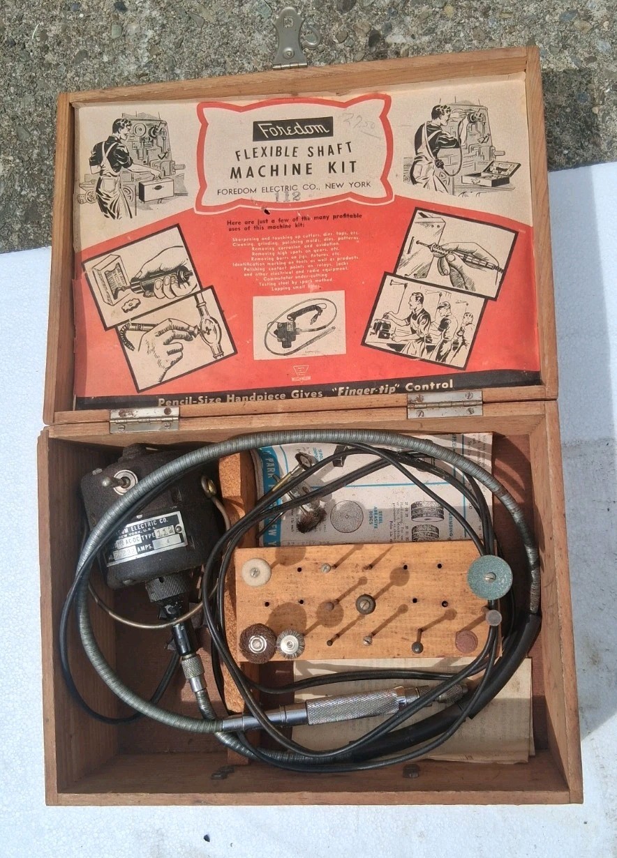 Vintage Foredom Model 112 Flexible Shaft Grinder Kit In Box