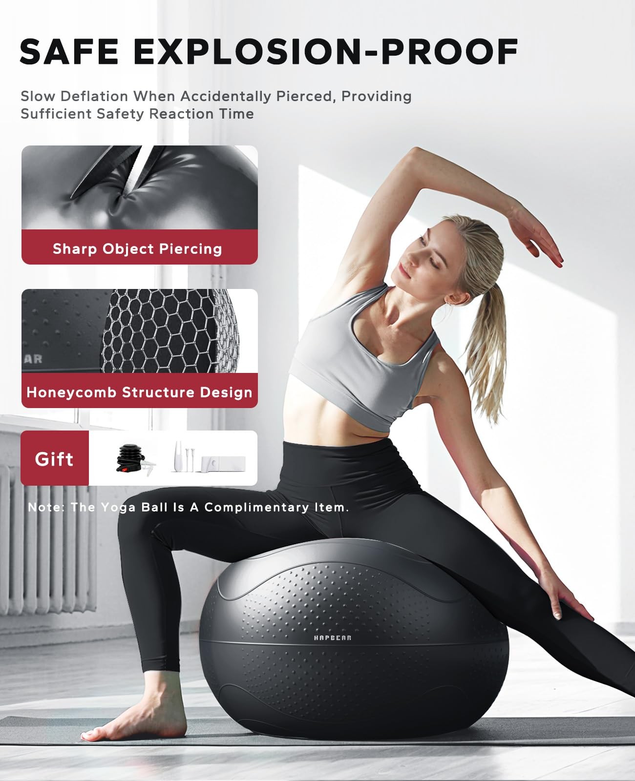 HAPBEAR Back Roller & 26" Ball Set: Spine Align, Core, Full Body Workout
