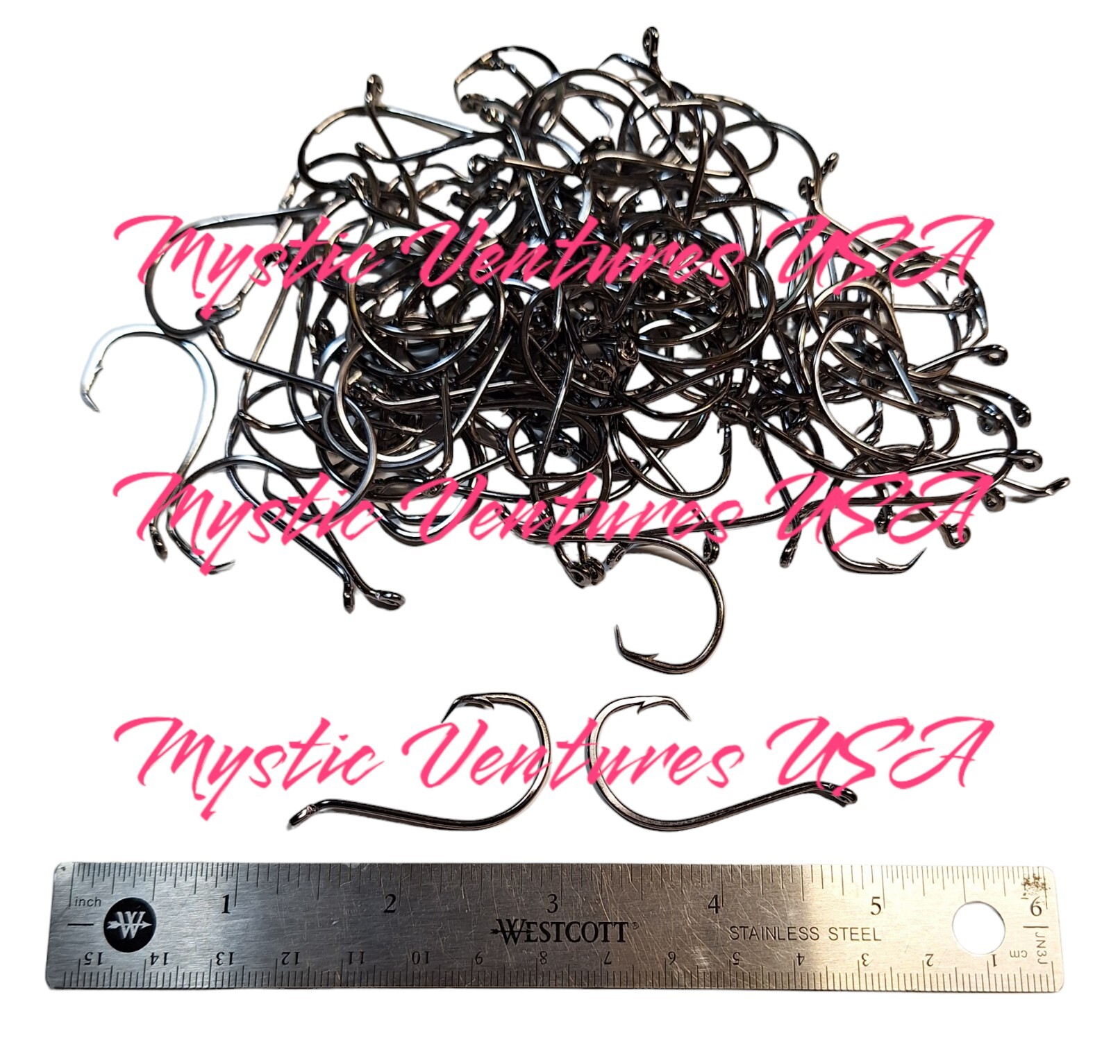 100 Size #5/0 Circle Hooks Black Nickel High Carbon Sport Octopus 2X STRONG FREE