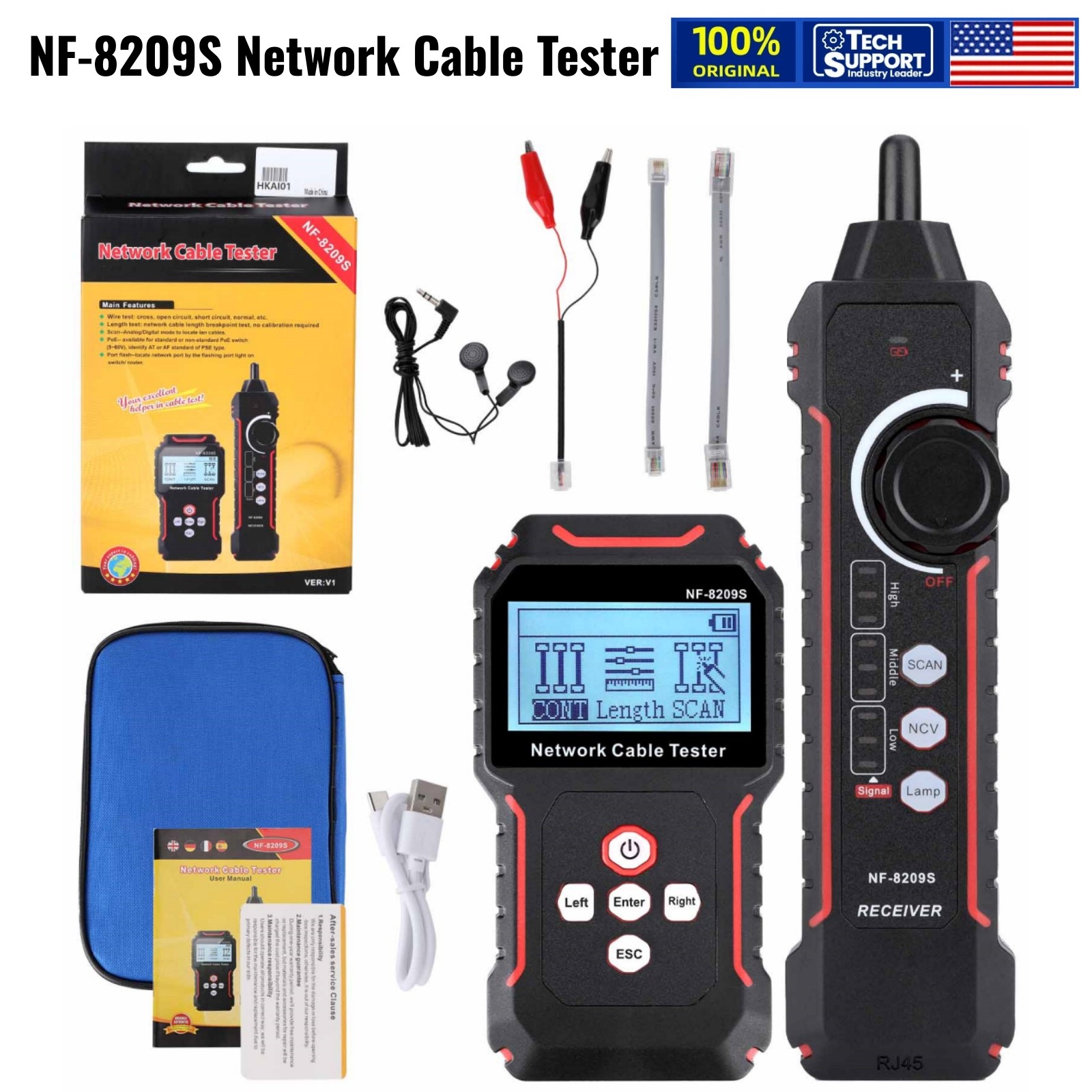 NF-8209S Network Cable Tester Circuit Breaker Cable Finder Phone Cable Detector