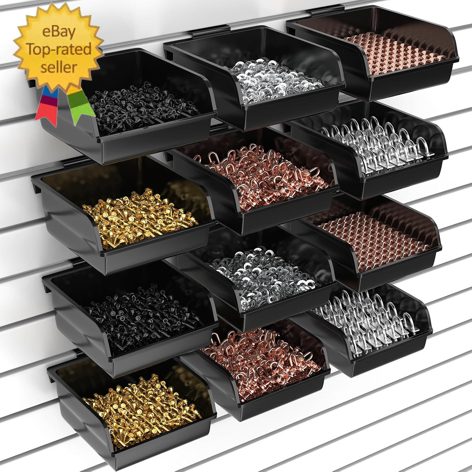 12 Pack Slatwall Bins with Hooks Plastic Slatwall Organizer Slatwall Containers